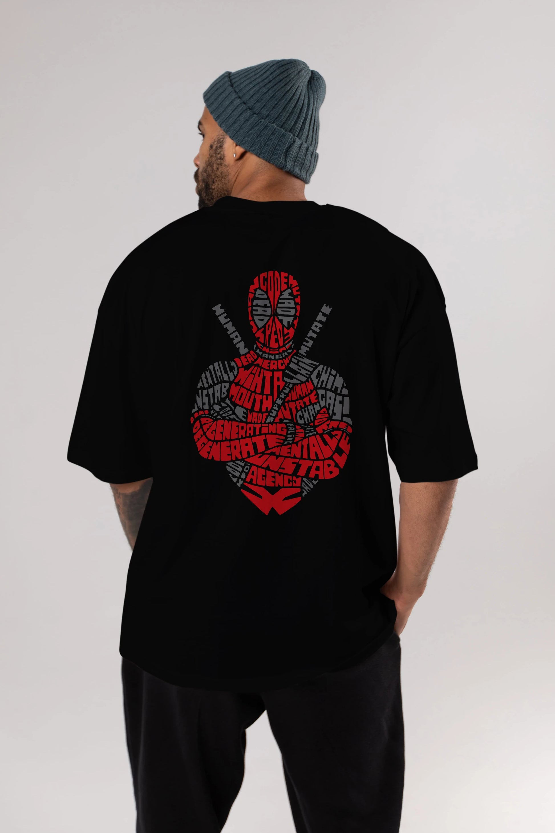 Deadpool (16) Arka Baskılı Oversize t-shirt Erkek Kadın Unisex %100 Pamuk Bisiklet Yaka tişort