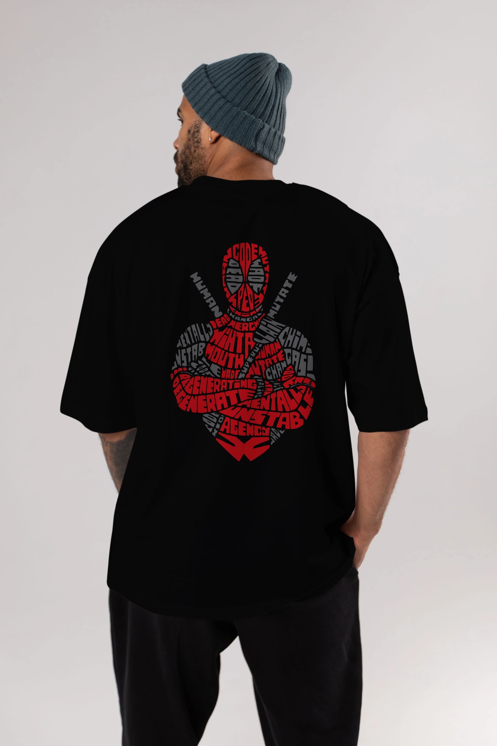 Deadpool (16) Arka Baskılı Oversize t-shirt Erkek Kadın Unisex %100 Pamuk Bisiklet Yaka tişort