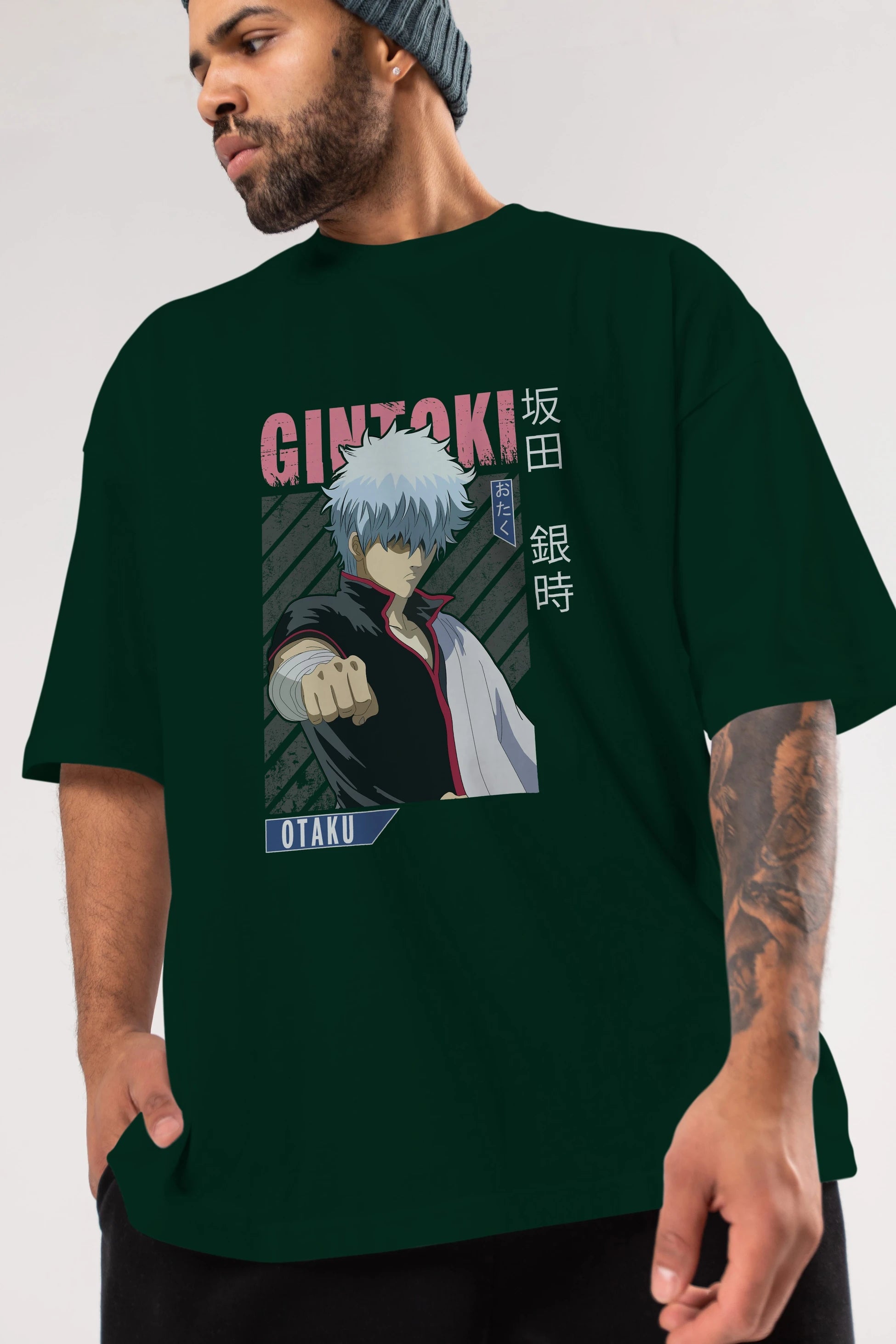 Gintoki Sakata GINTAMA 2 Anime Ön Baskılı Oversize t-shirt %100 pamuk Erkek Kadın Unisex