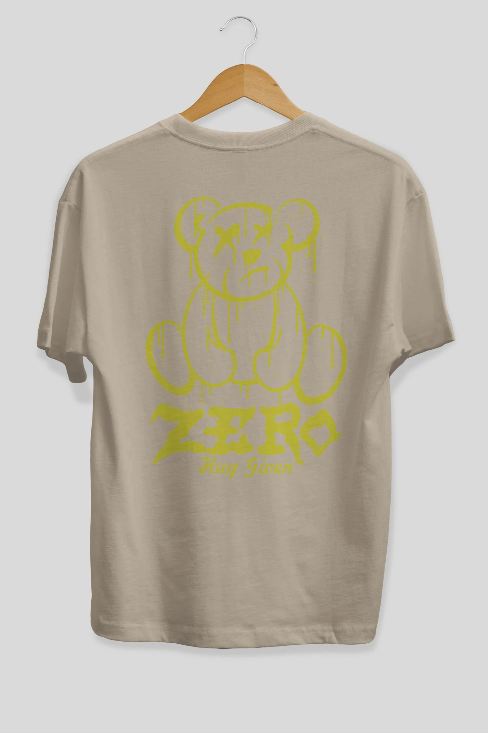 Zero Hug Given Bear Arka Baskılı Oversize t-shirt Erkek Kadın Unisex