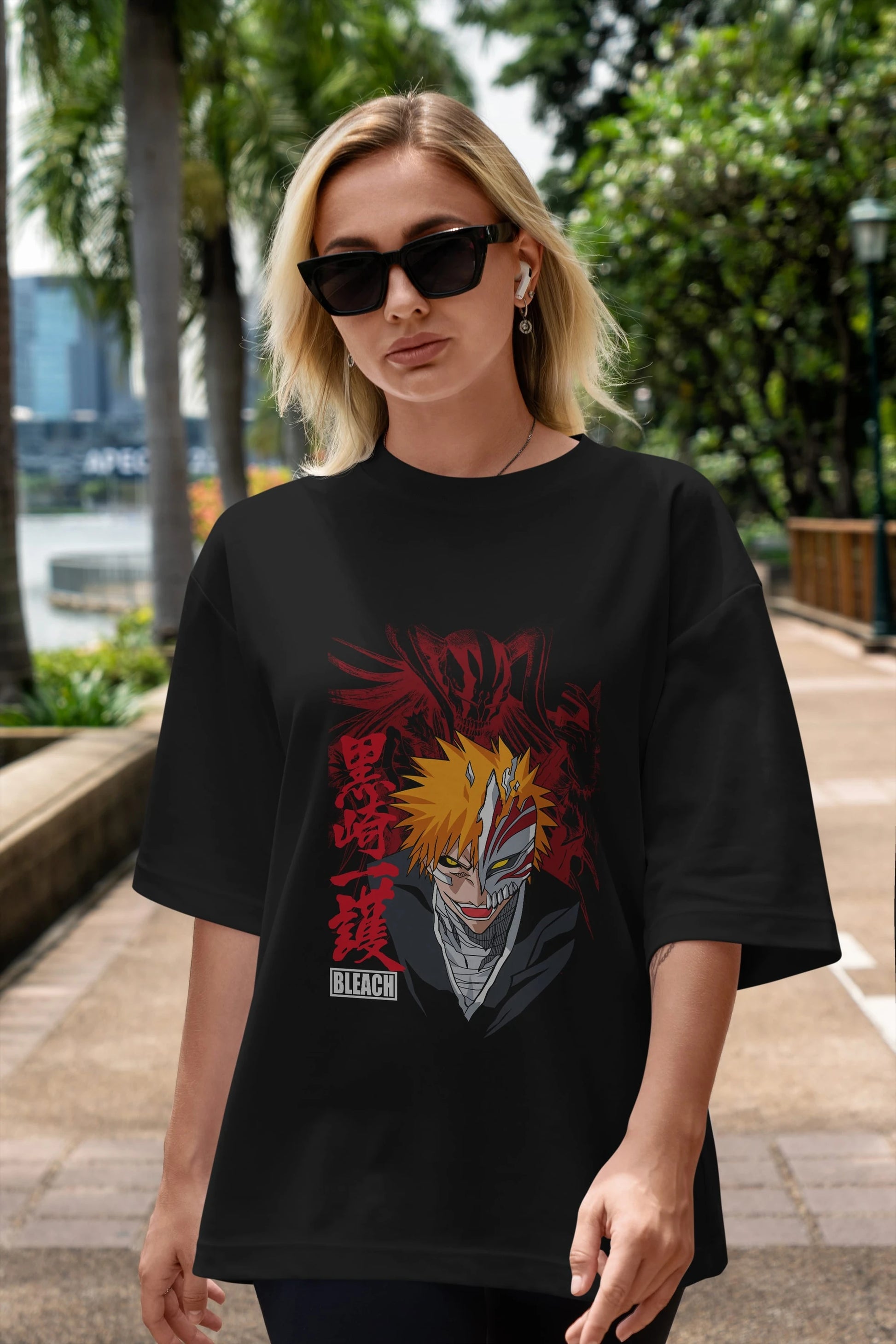 ICHIGO KUROSAKI VIZARD Anime Ön Baskılı Oversize t-shirt %100 pamuk Erkek Kadın Unisex