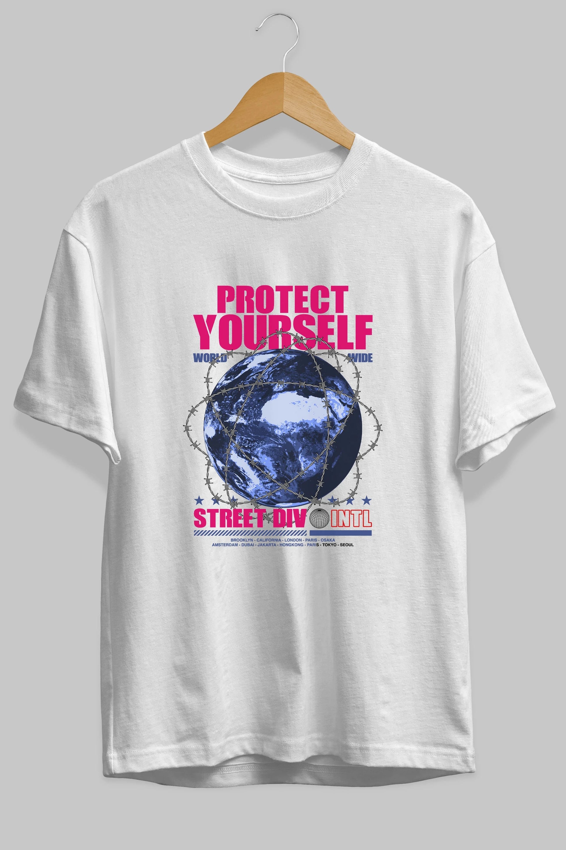 Protect Yourself Ön Baskılı Oversize t-shirt Erkek Kadın Unisex