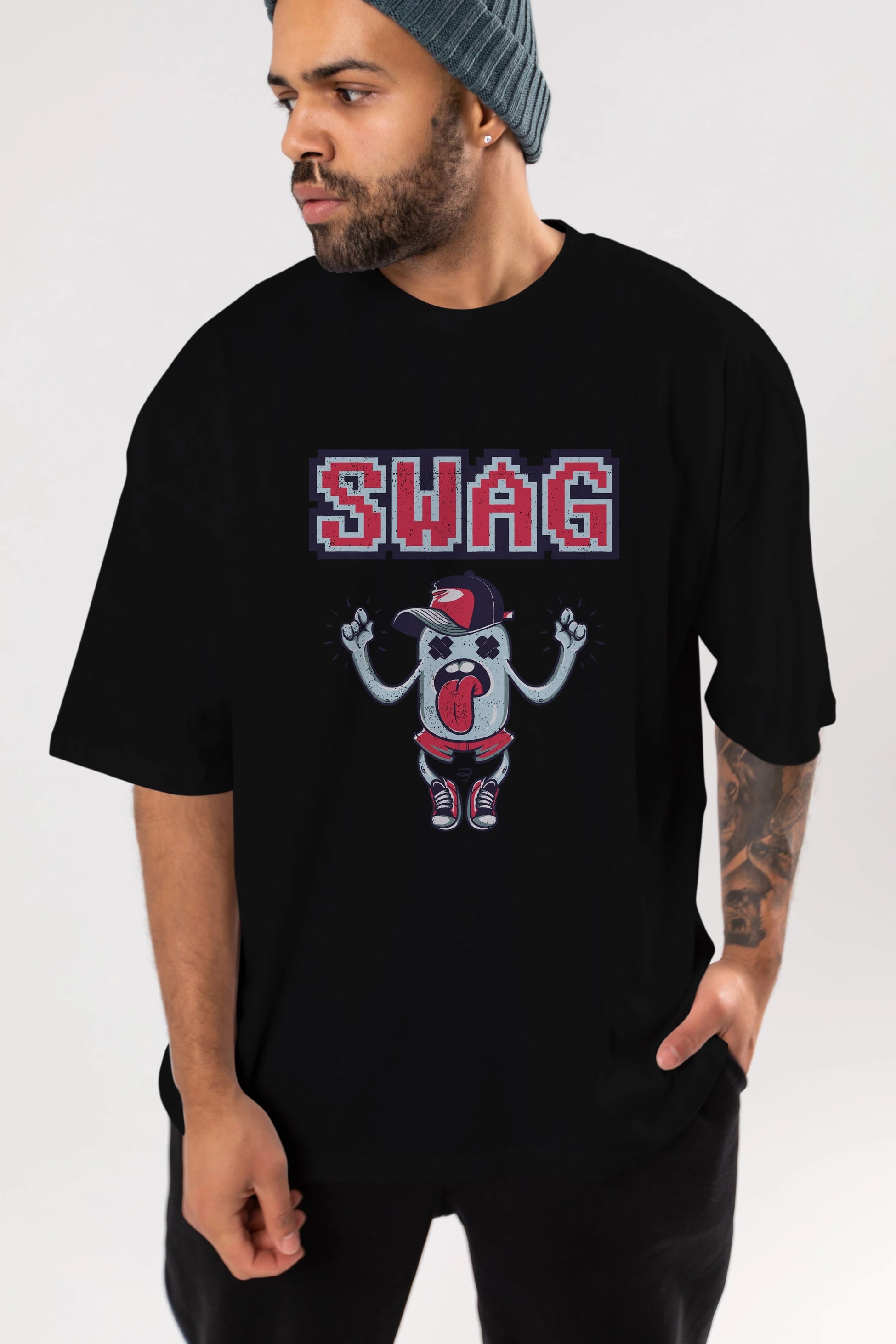 Swag Ön Baskılı Oversize t-shirt Erkek Kadın Unisex