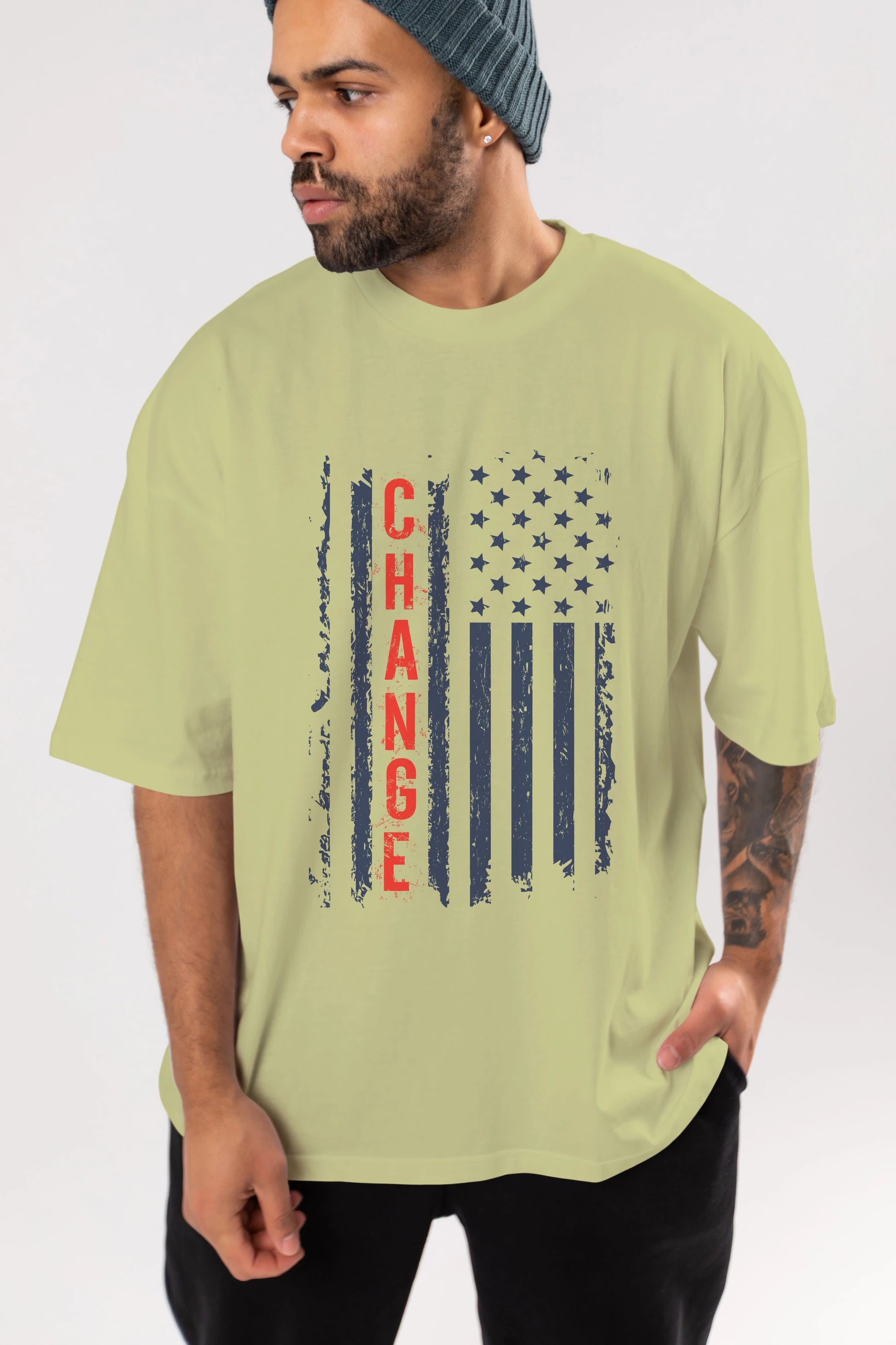 Change Ön Baskılı Oversize t-shirt Erkek Kadın Unisex