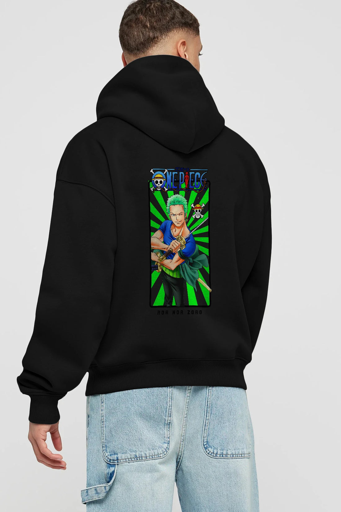 Roronoa Zoro 6 Anime Arka Baskılı Hoodie Oversize Kapüşonlu Sweatshirt Erkek Kadın Unisex