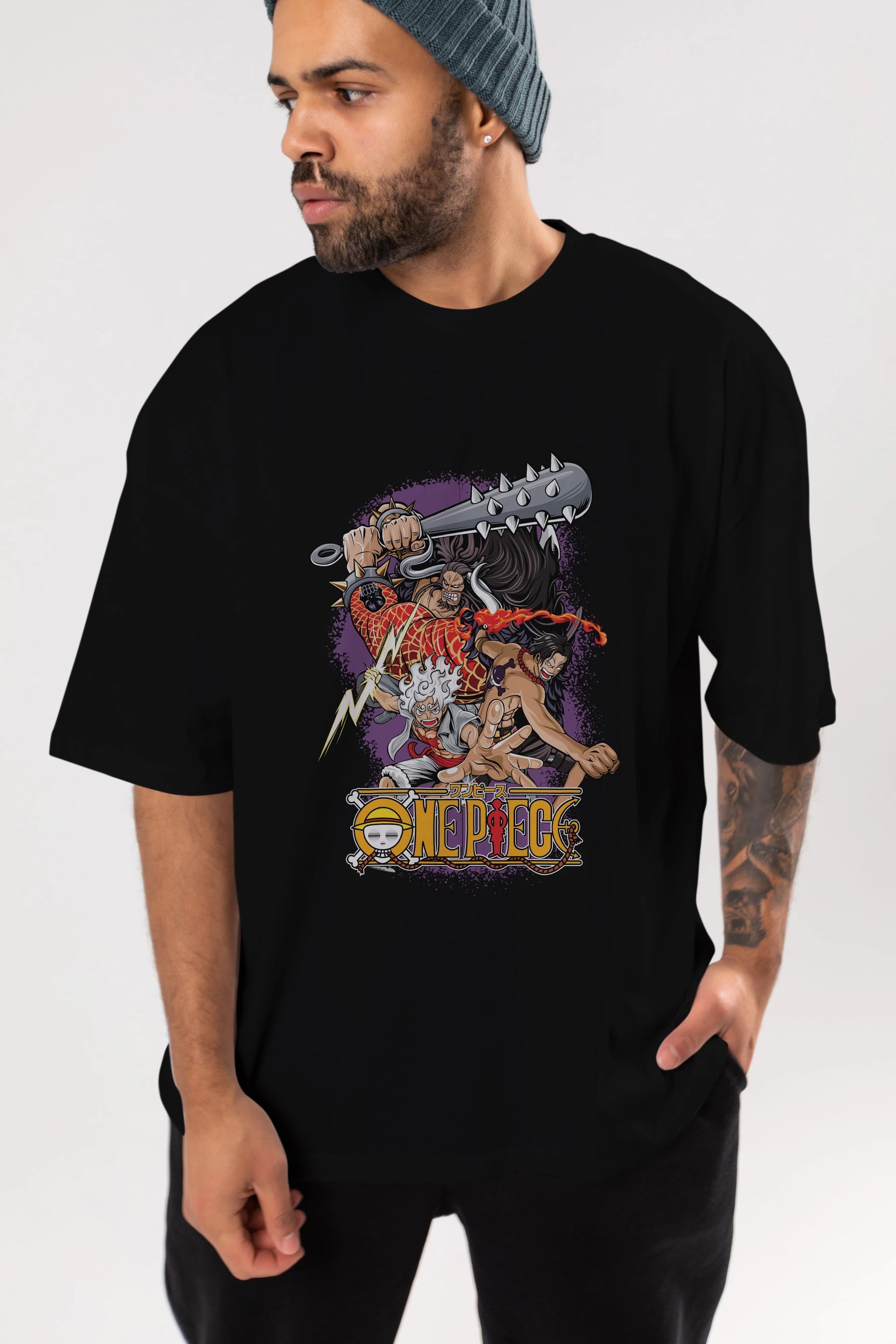 ONE PIECE (6) Anime Ön Baskılı Oversize t-shirt %100 pamuk Erkek Kadın Unisex