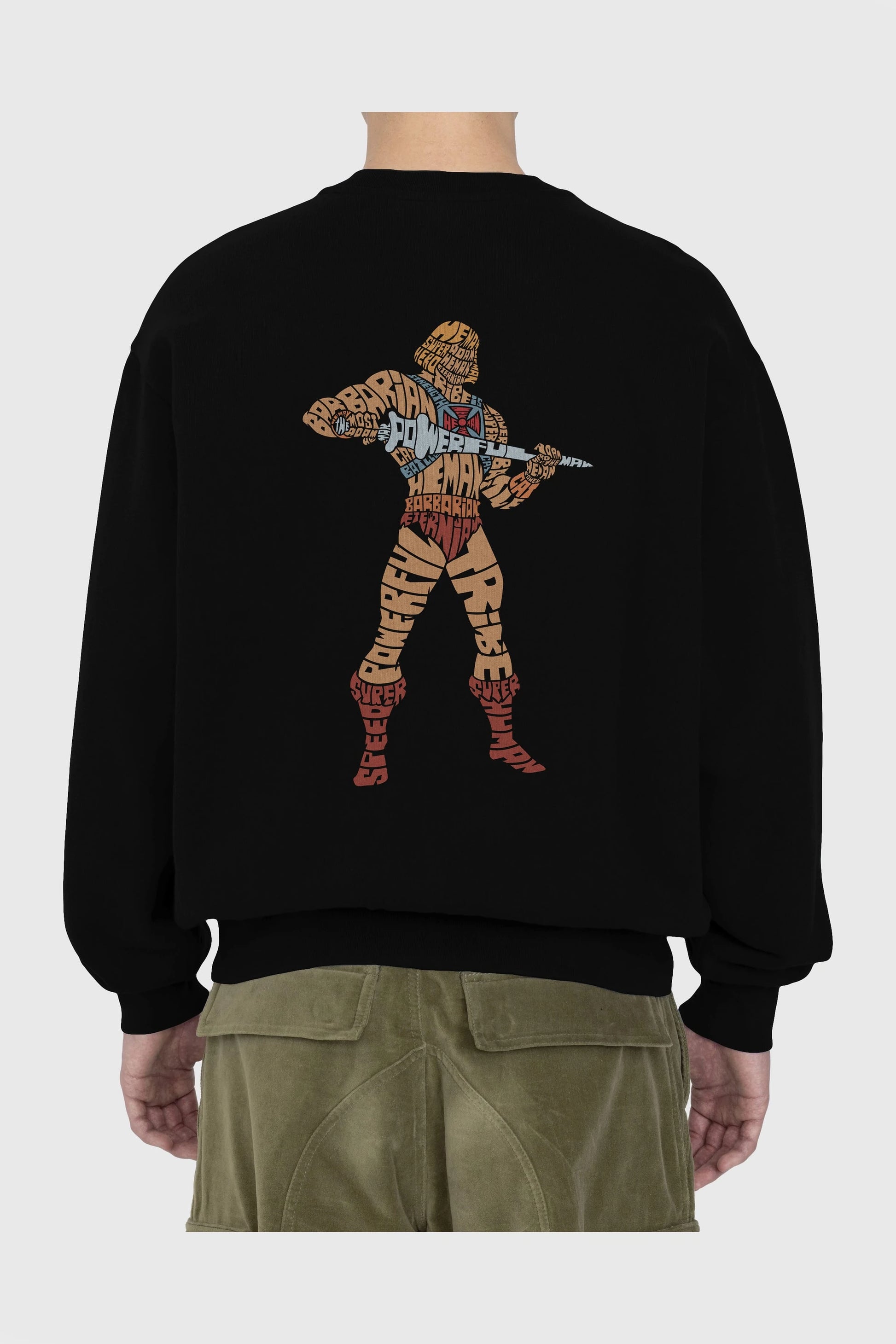 Heman Arka Baskılı Oversize Sweatshirt Erkek Kadın Unisex