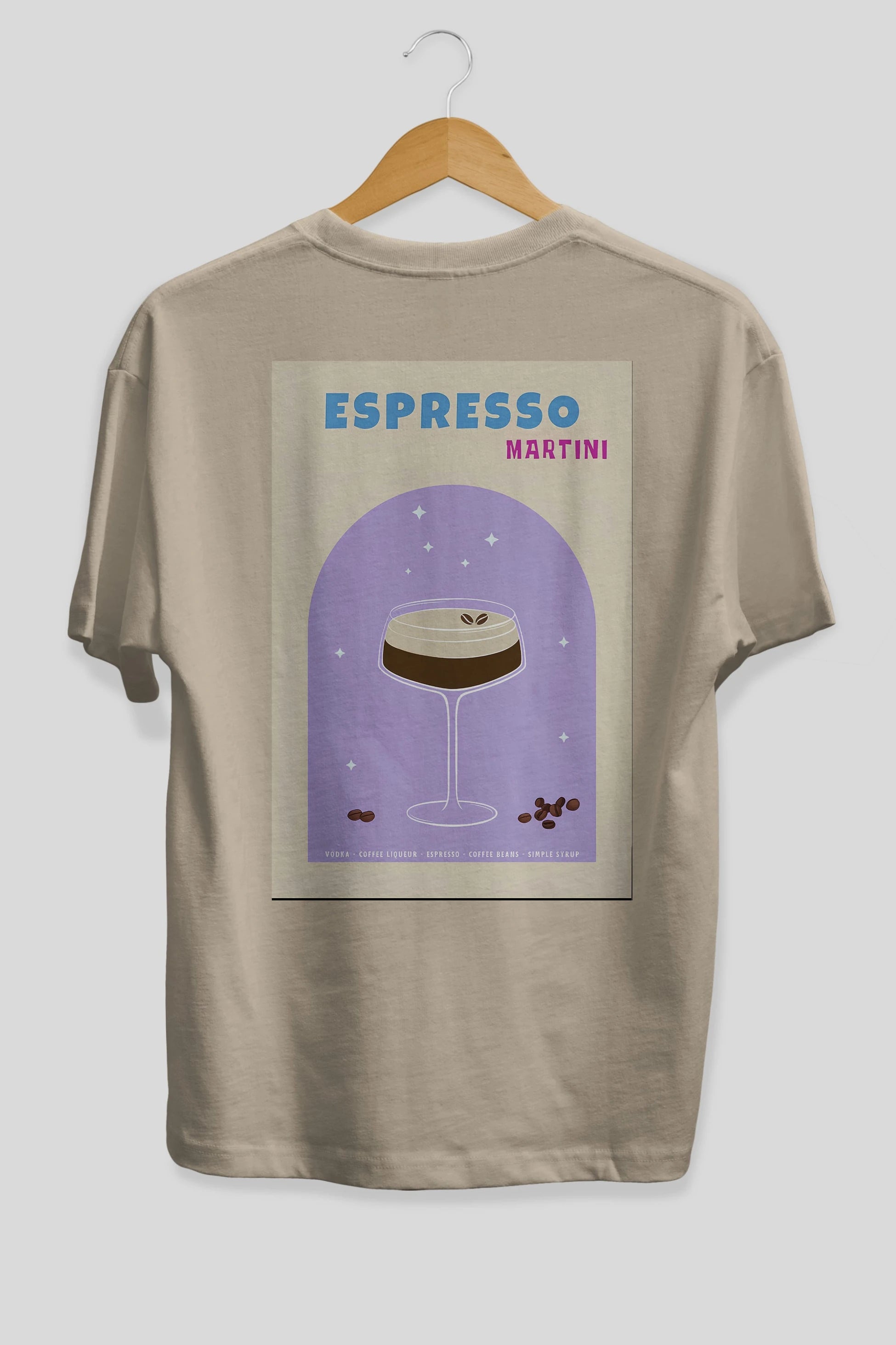 Espresso Martini 5 Arka Baskılı Oversize t-shirt Erkek Kadın Unisex %100 Pamuk Bisiklet Yaka tişort