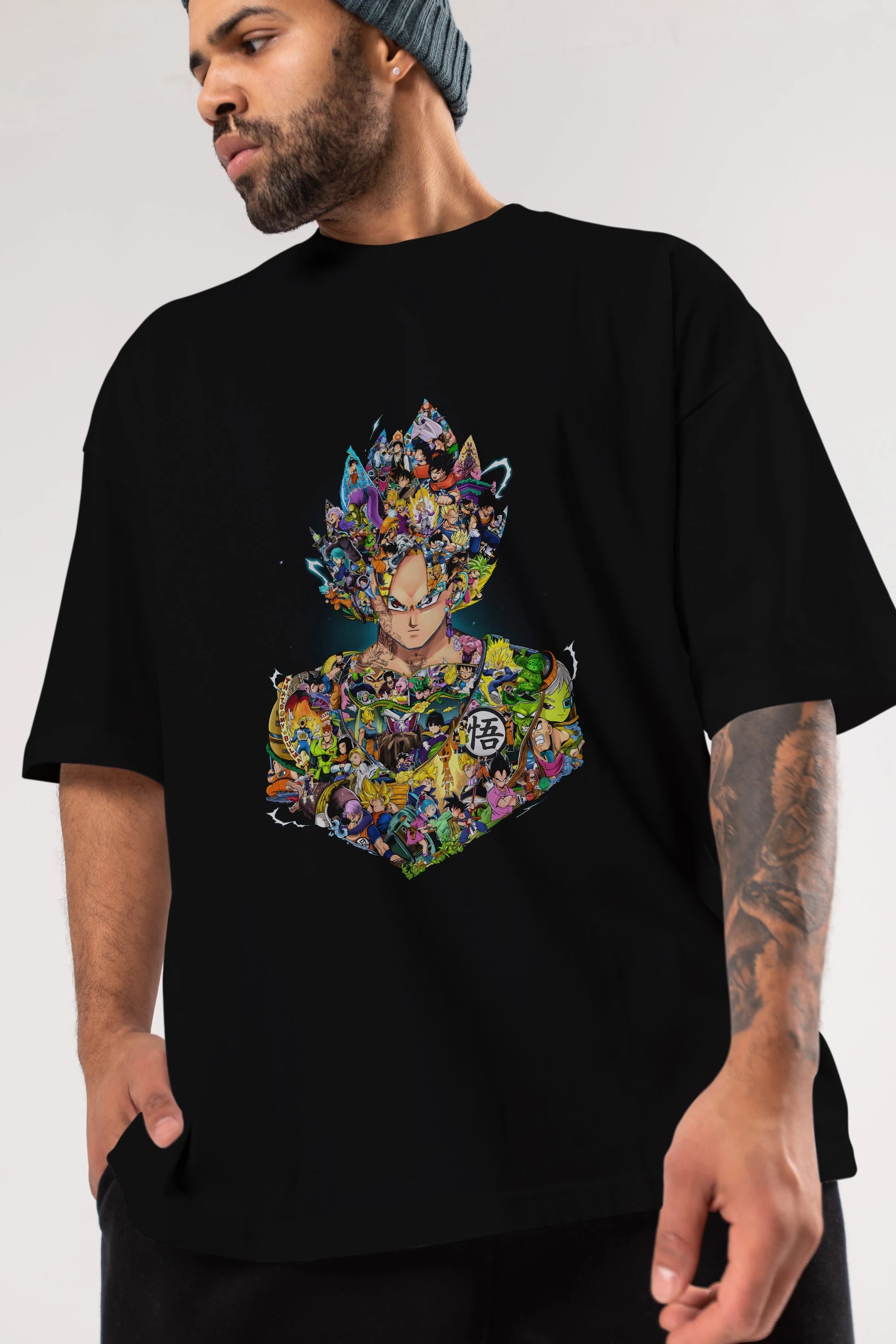 DRAGON BALL ART Anime Ön Baskılı Oversize t-shirt %100 pamuk Erkek Kadın Unisex