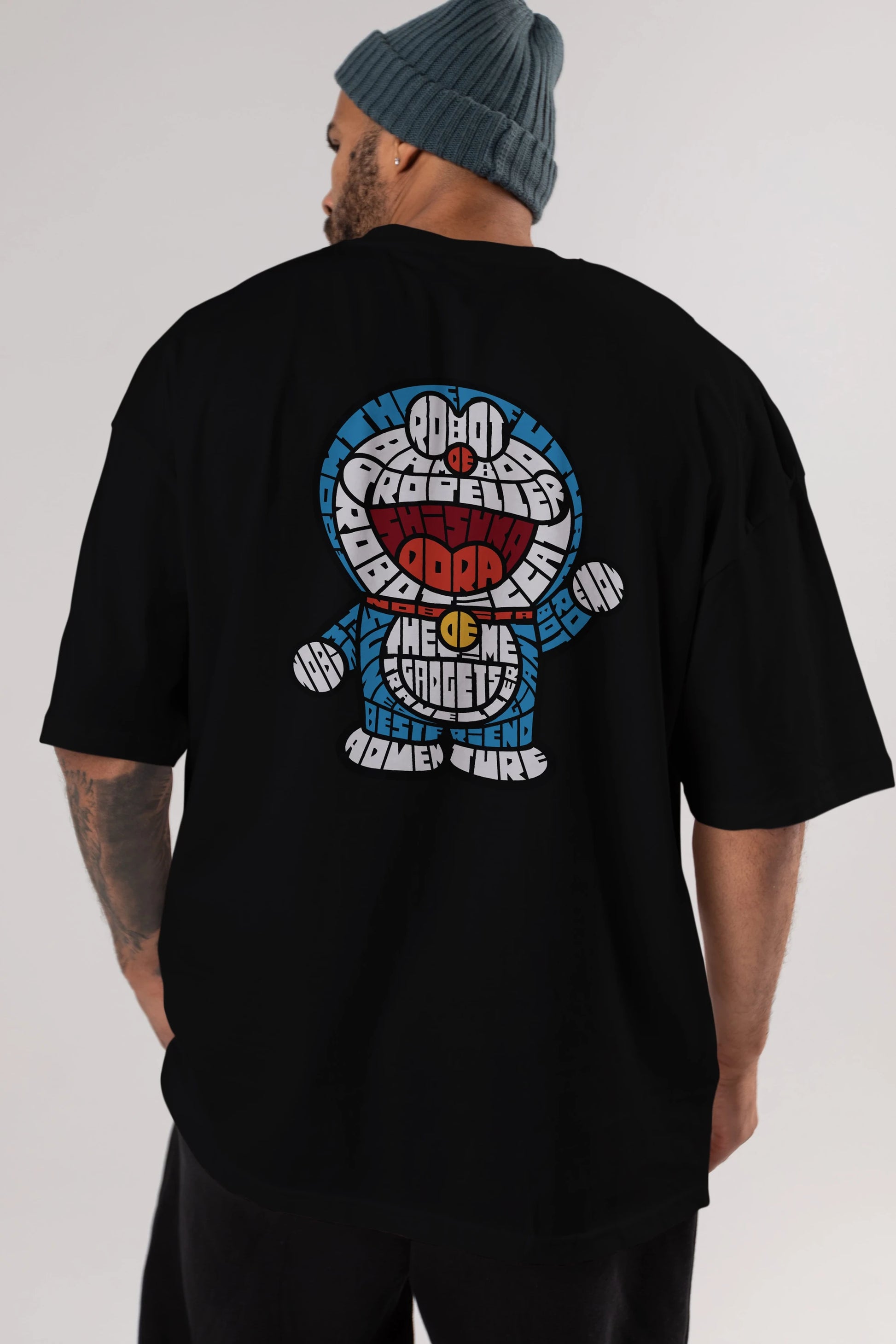 Robotic cat Arka Baskılı Oversize t-shirt %100 pamuk Erkek Kadın Unisex
