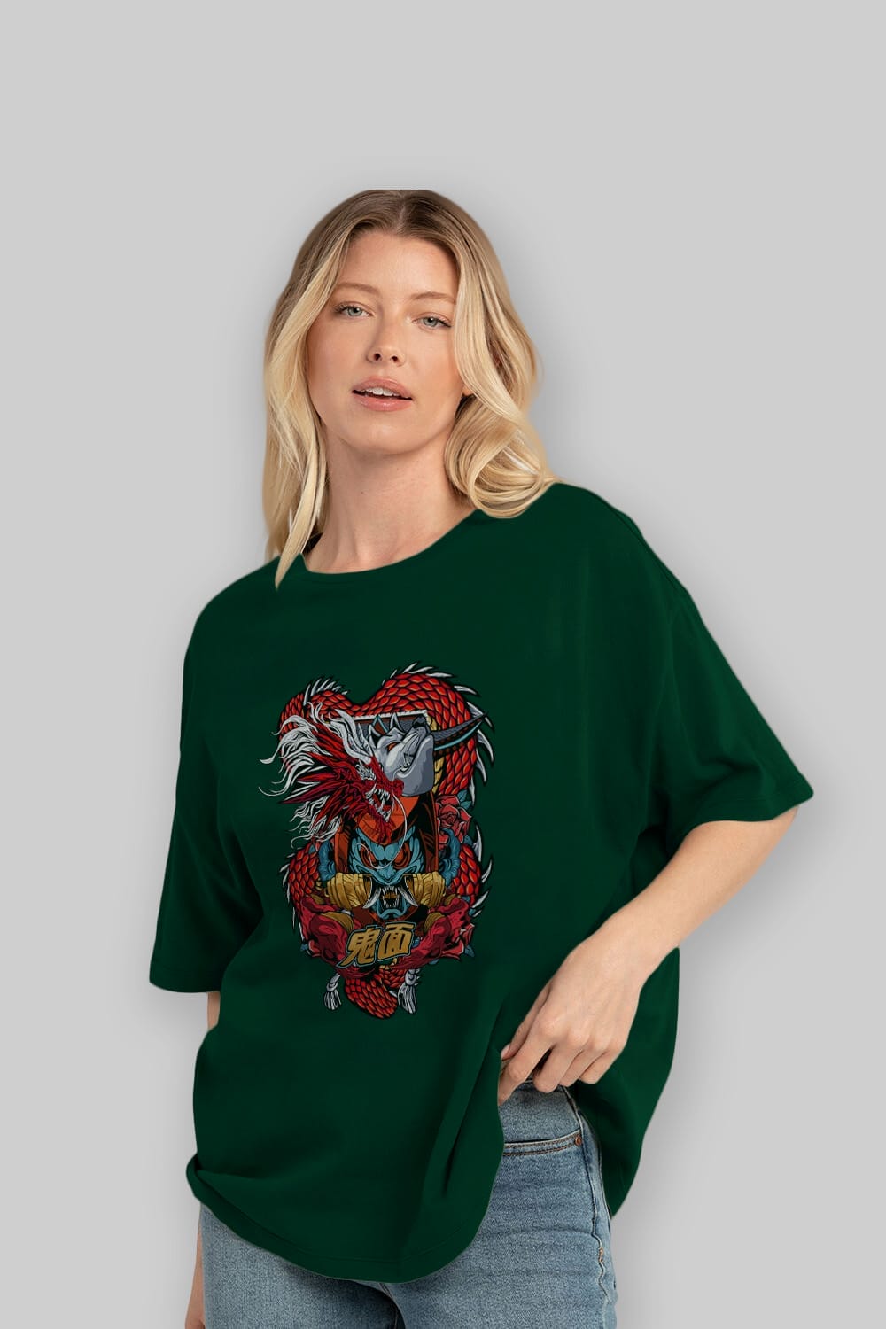 TRIBAL Anime Ön Baskılı Oversize t-shirt %100 pamuk Erkek Kadın Unisex