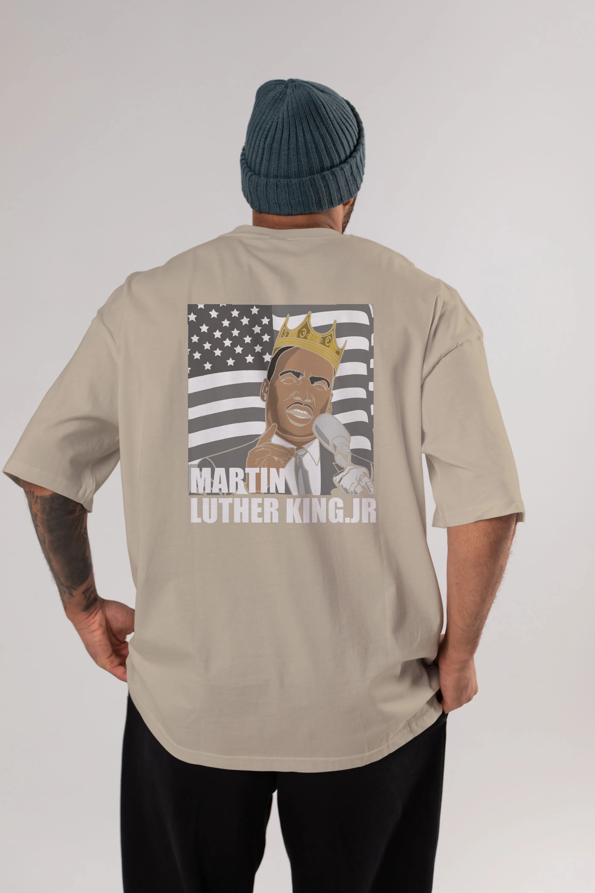 Luther King Arka Baskılı Oversize t-shirt Erkek Kadın Unisex %100 Pamuk tişort