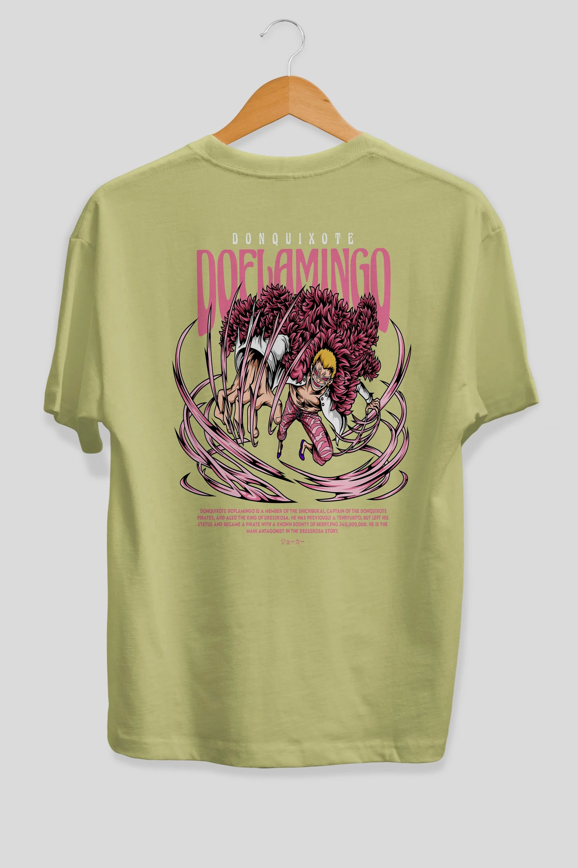 Doflamingo Anime Arka Baskılı Oversize t-shirt Erkek Kadın Unisex