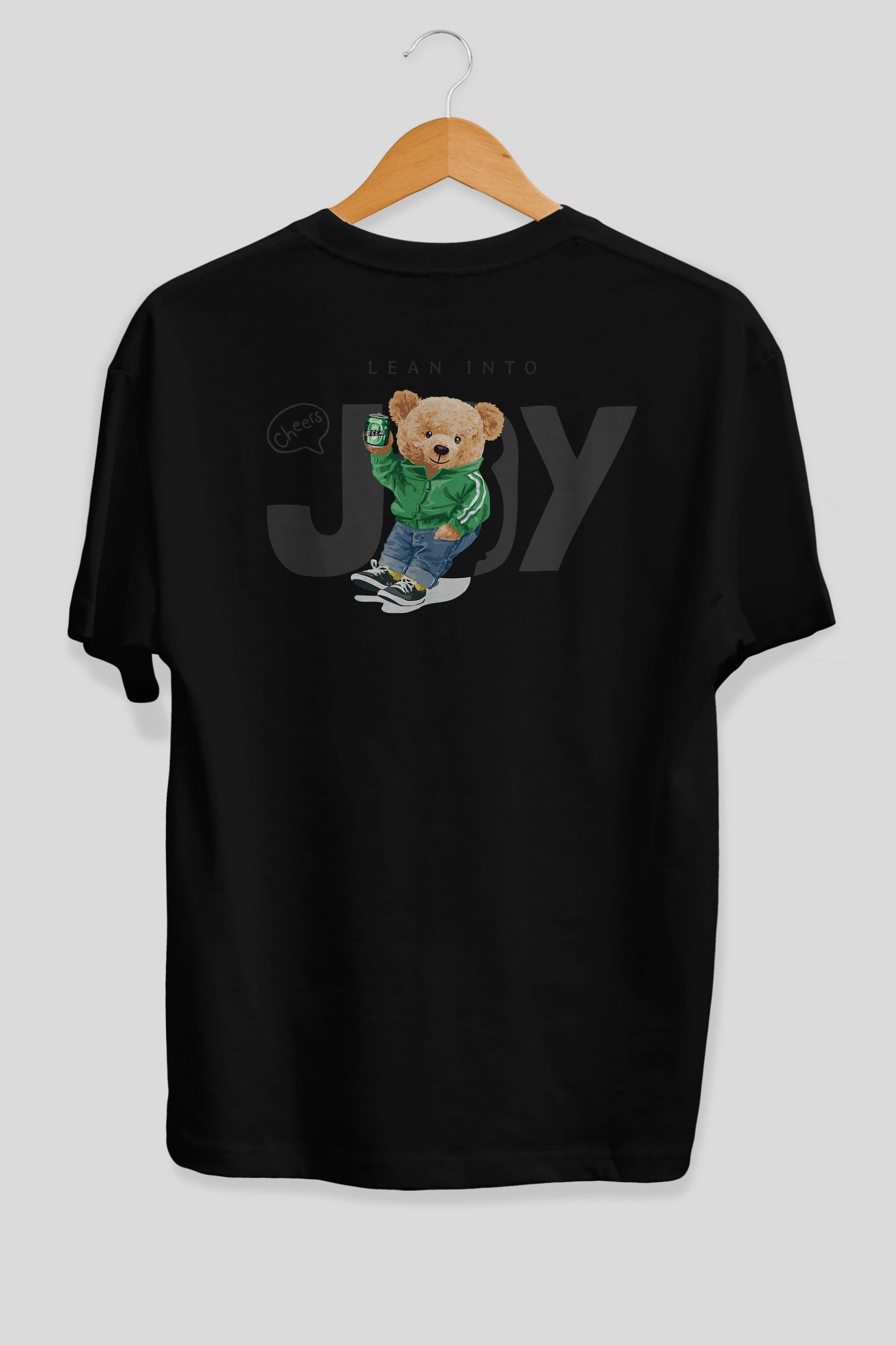 Teddy Bear Joy Arka Baskılı Oversize t-shirt Erkek Kadın Unisex %100 Pamuk
