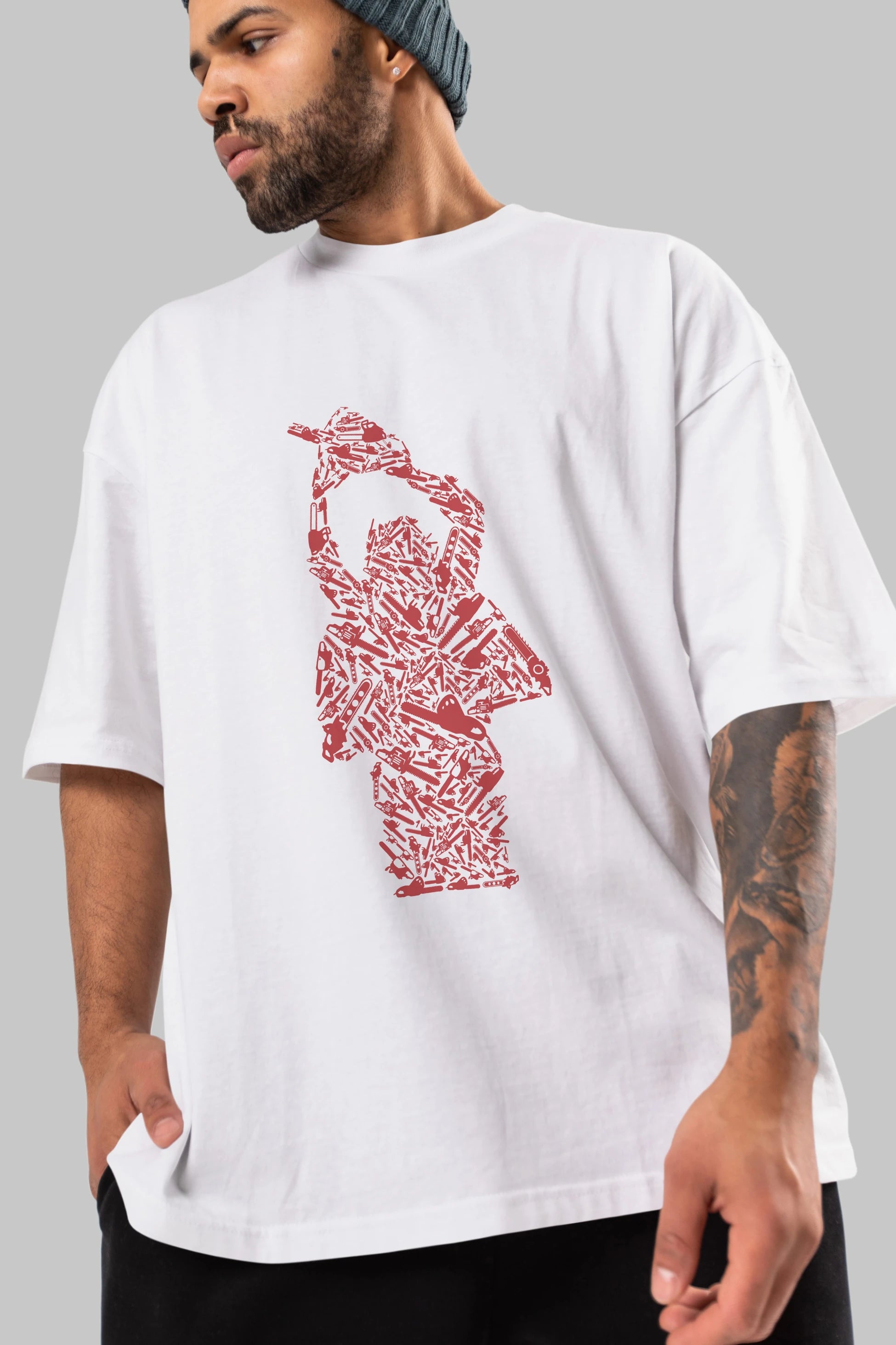 Chainsaw Ön Baskılı Oversize t-shirt %100 pamuk Erkek Kadın Unisex