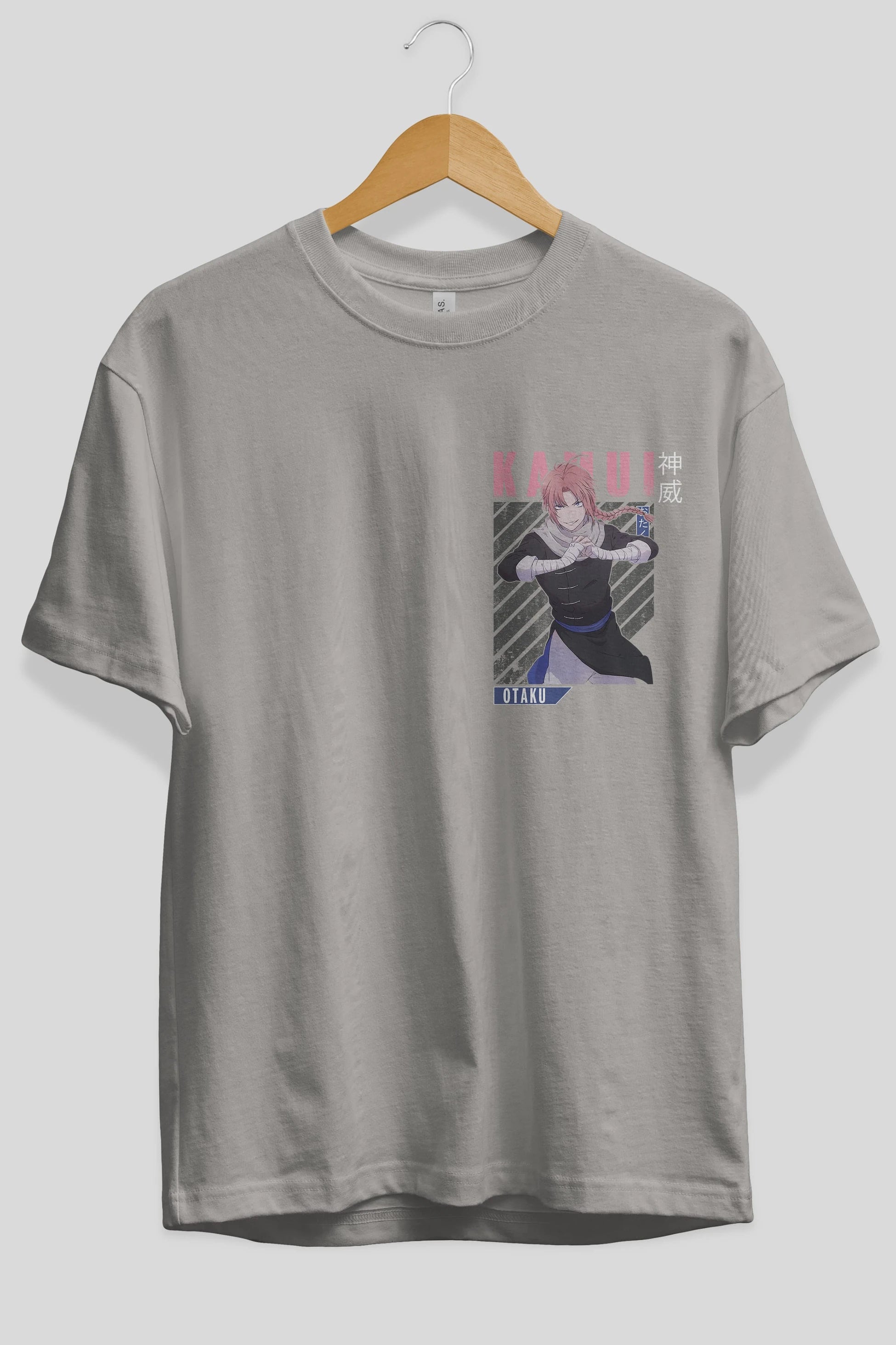Kamui GINTAMA Ön Sol Baskılı Oversize t-shirt Erkek Kadın Unisex %100 Pamuk Bisiklet Yaka tişort