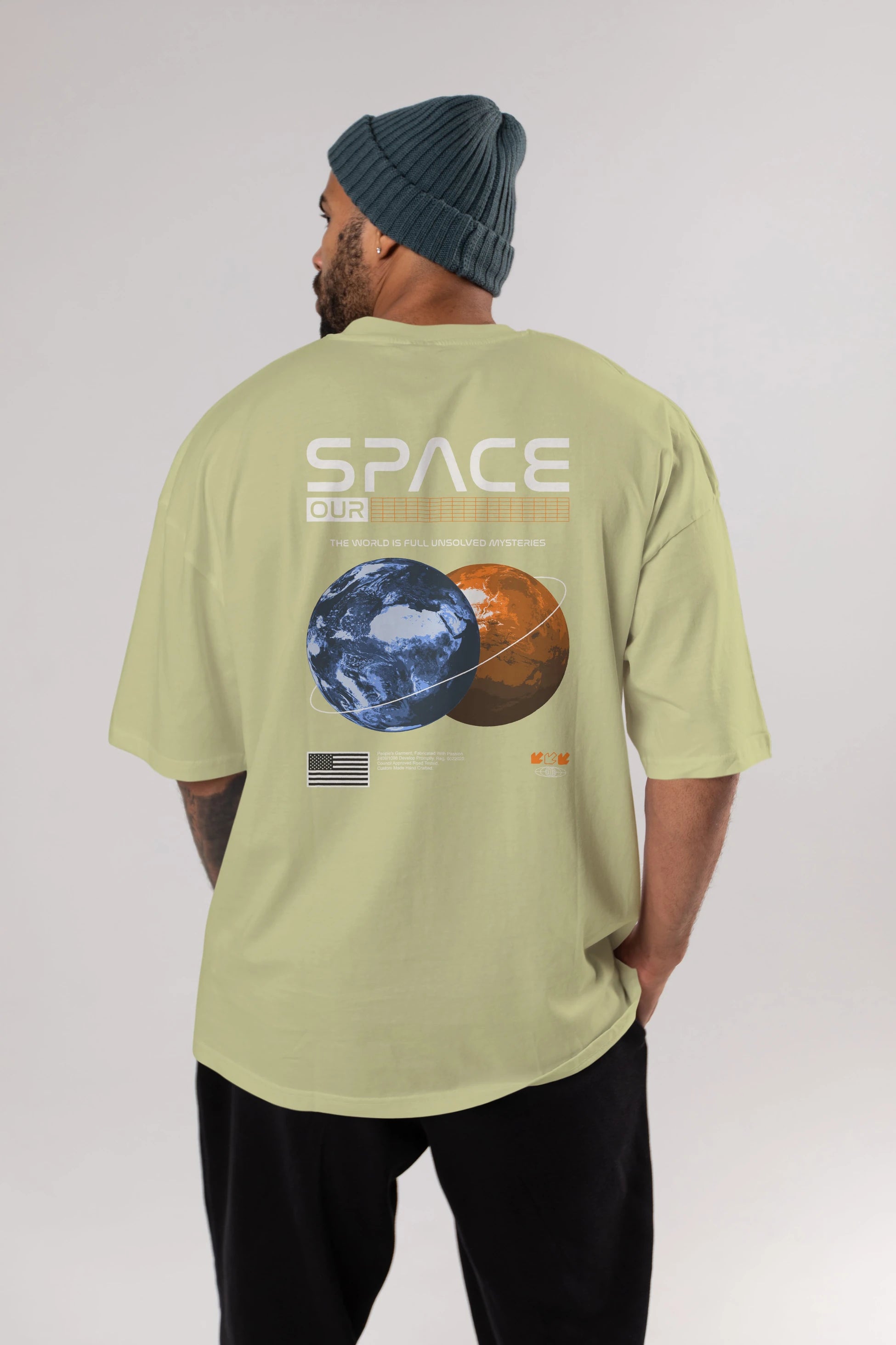 Space Our Arka Baskılı Oversize t-shirt Erkek Kadın Unisex