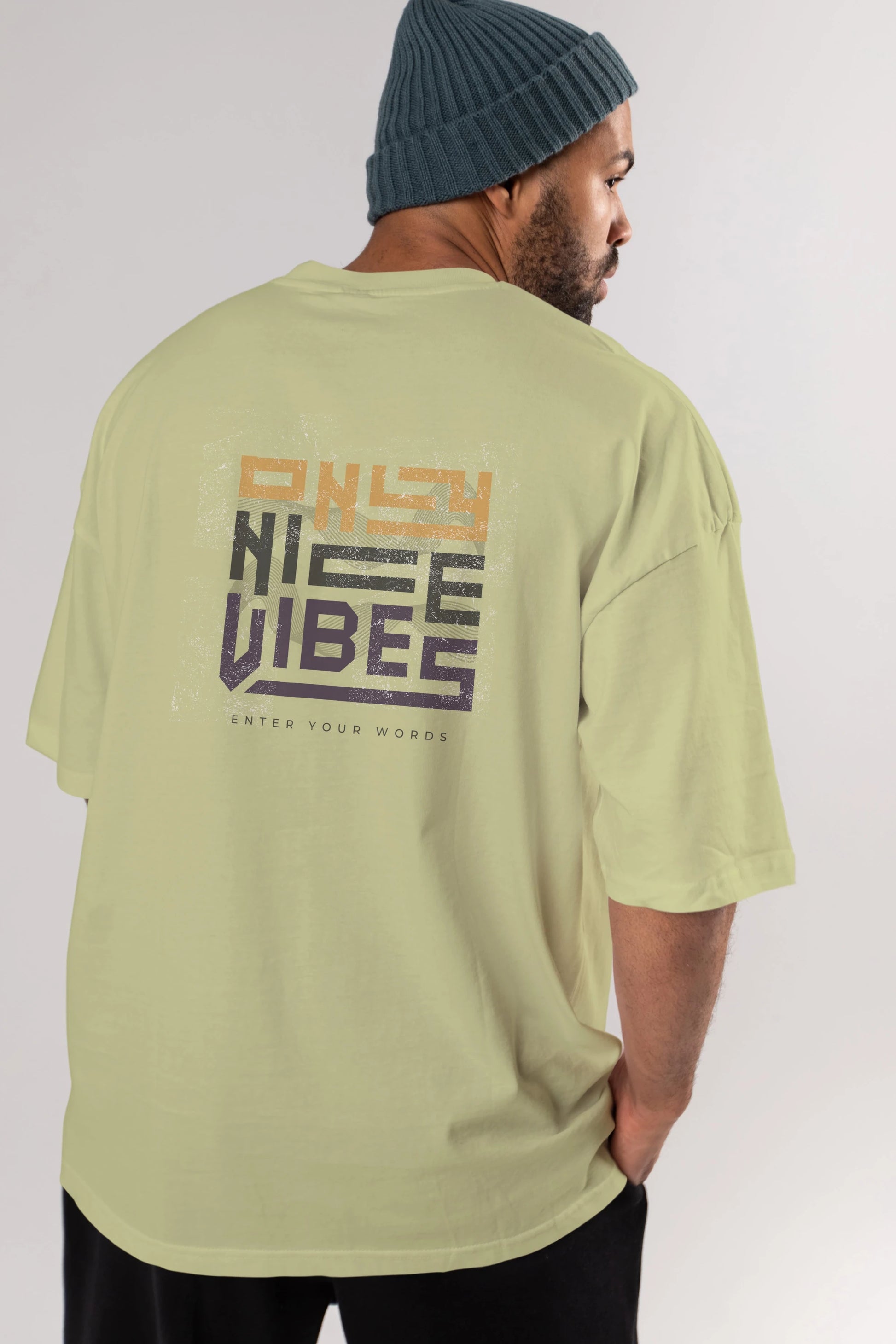 Only Nice Vibes Arka Baskılı Oversize t-shirt Erkek Kadın Unisex