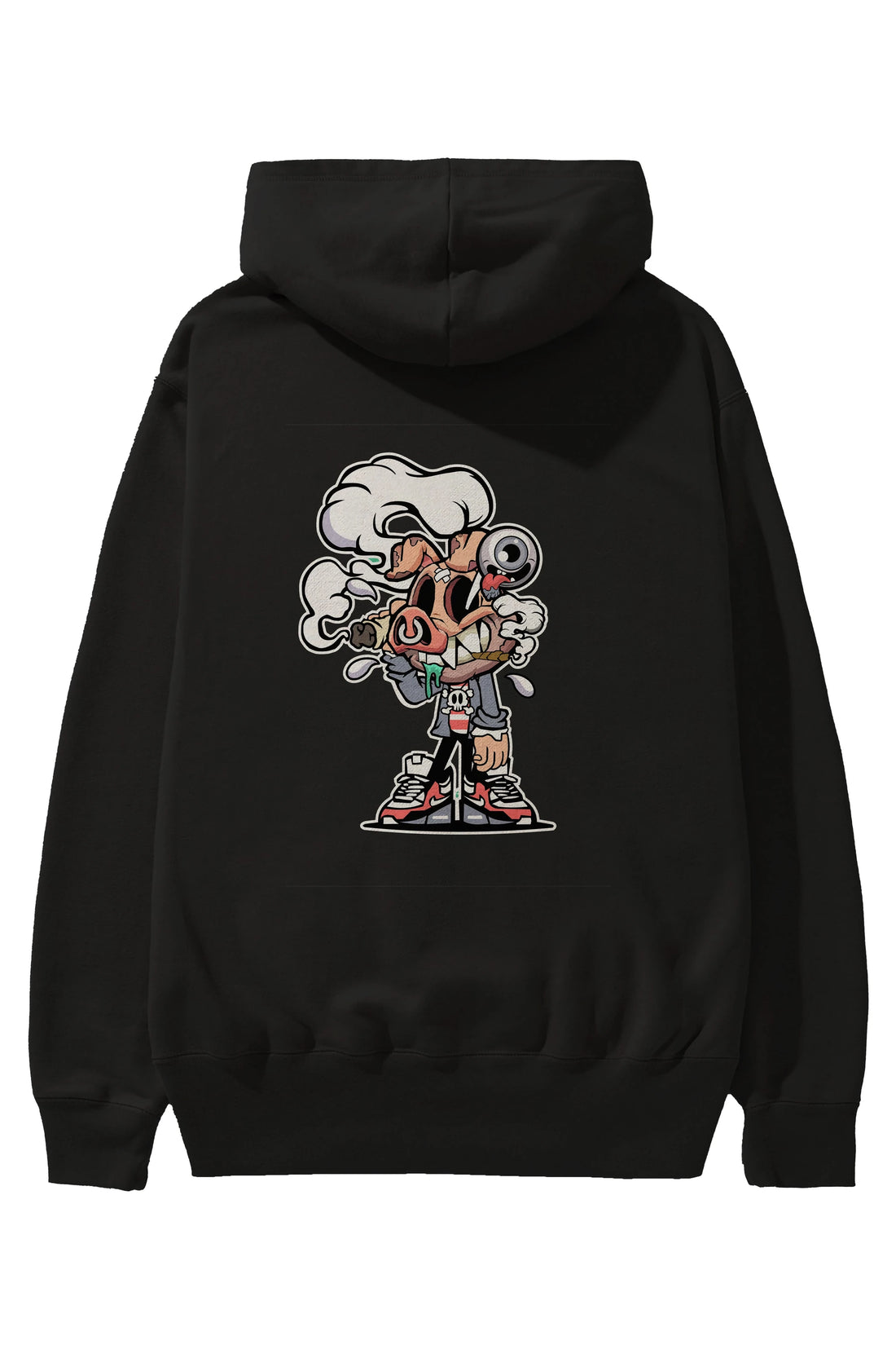 Pig Smoker Arka Baskılı Hoodie Oversize Kapüşonlu Sweatshirt Erkek Kadın Unisex