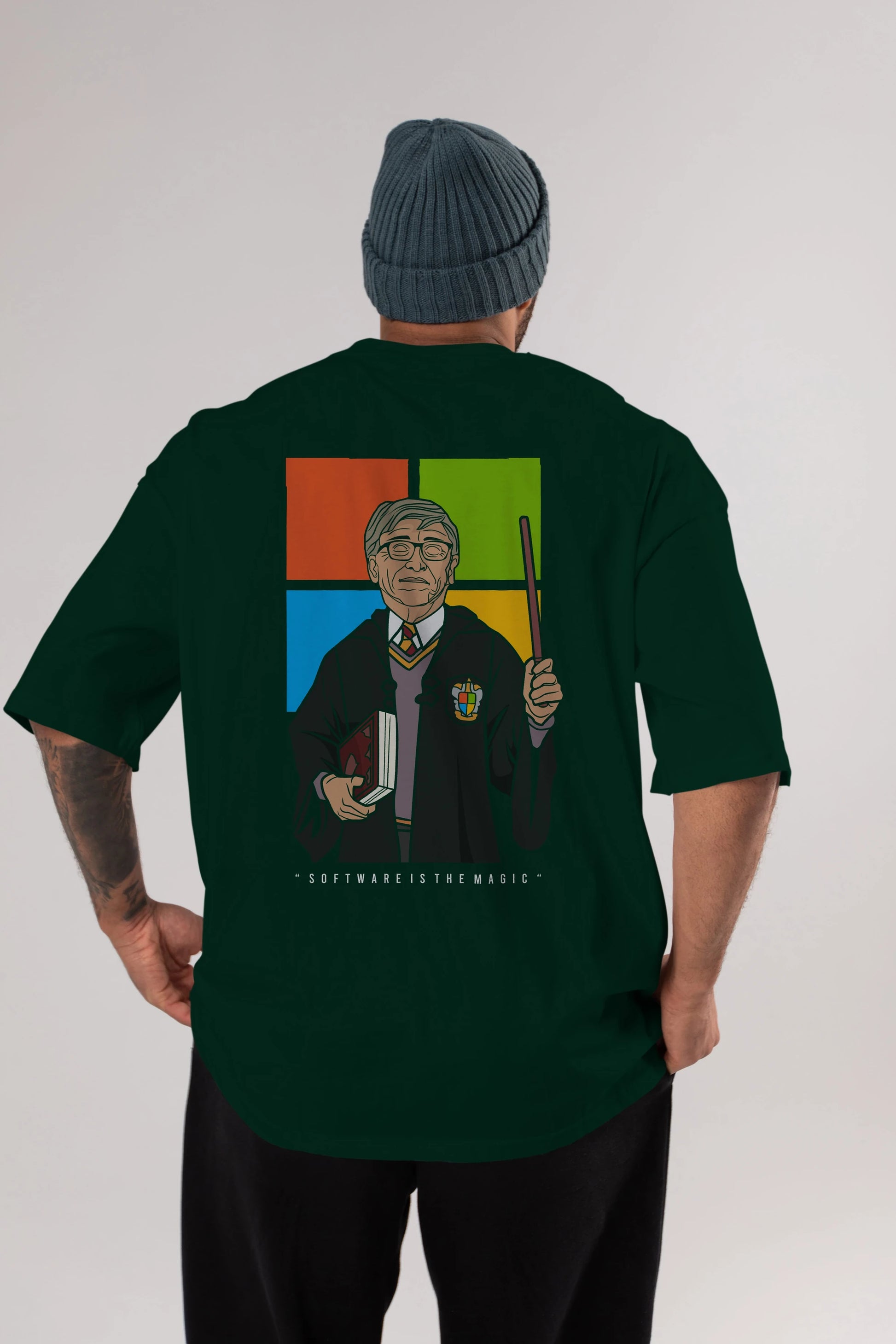 Harry Potter Gates Arka Baskılı Oversize t-shirt Erkek Kadın Unisex %100 Pamuk tişort