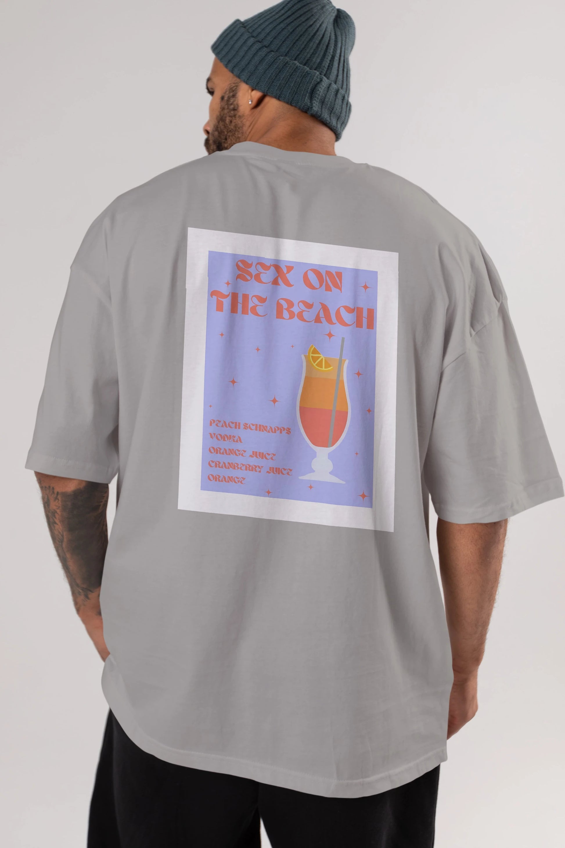 Sex On The Beach Arka Baskılı Oversize t-shirt Erkek Kadın Unisex %100 Pamuk Bisiklet Yaka tişort