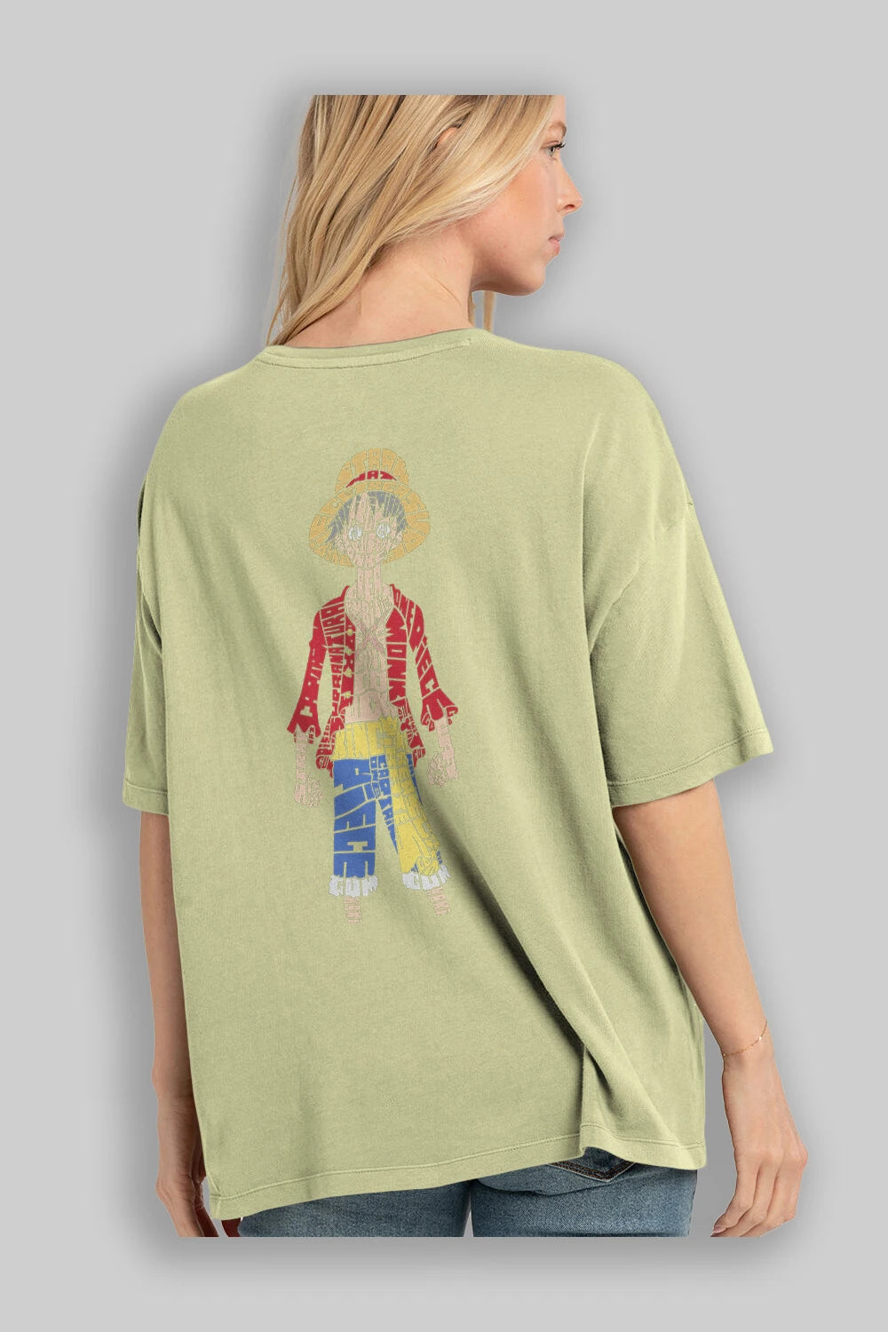 One Piece Arka Baskılı Oversize t-shirt %100 pamuk Erkek Kadın Unisex