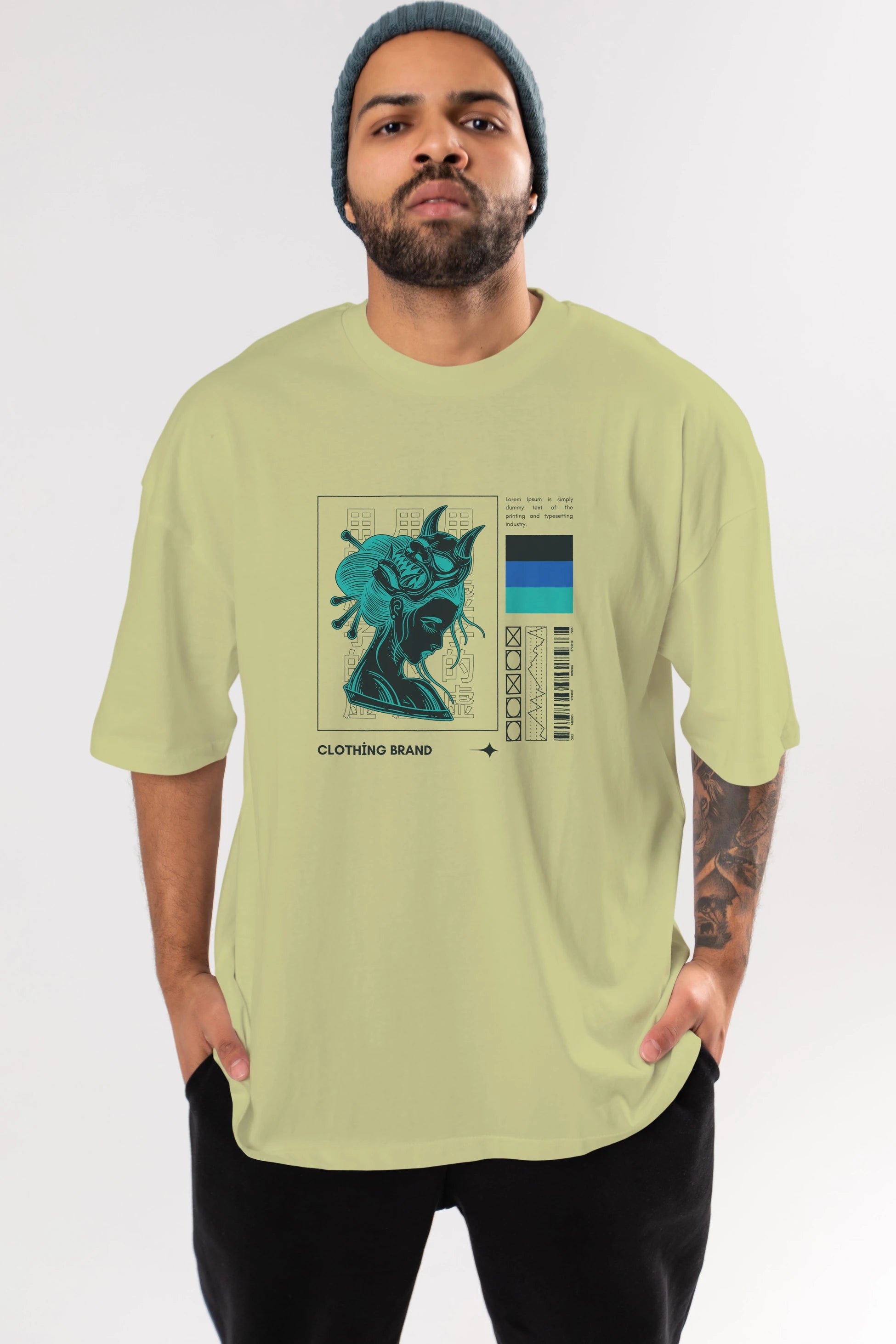 Hipster Japanese Style 2 Ön Baskılı Oversize t-shirt Erkek Kadın Unisex