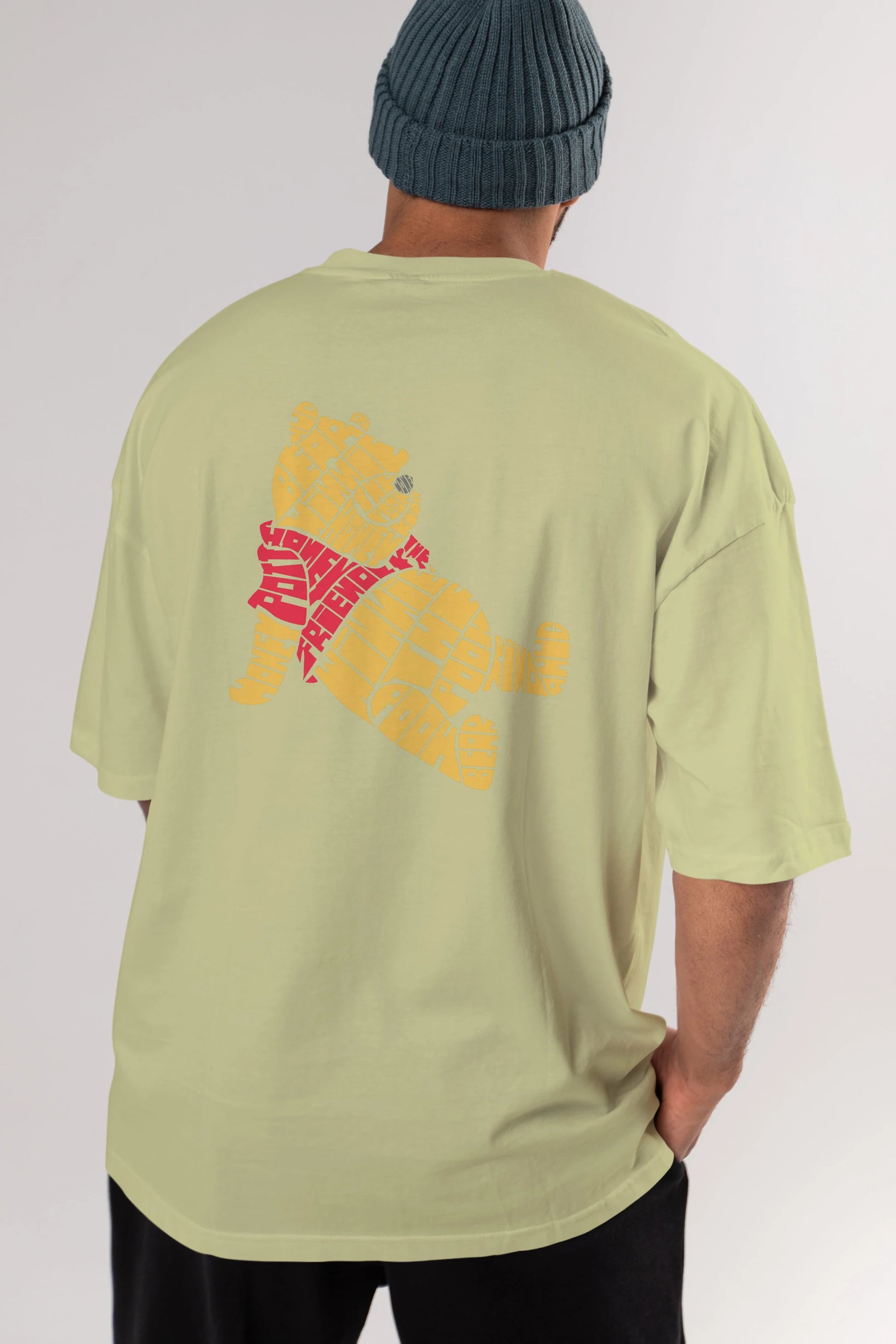 Winnie The Pooh Arka Baskılı Oversize t-shirt %100 pamuk Erkek Kadın Unisex