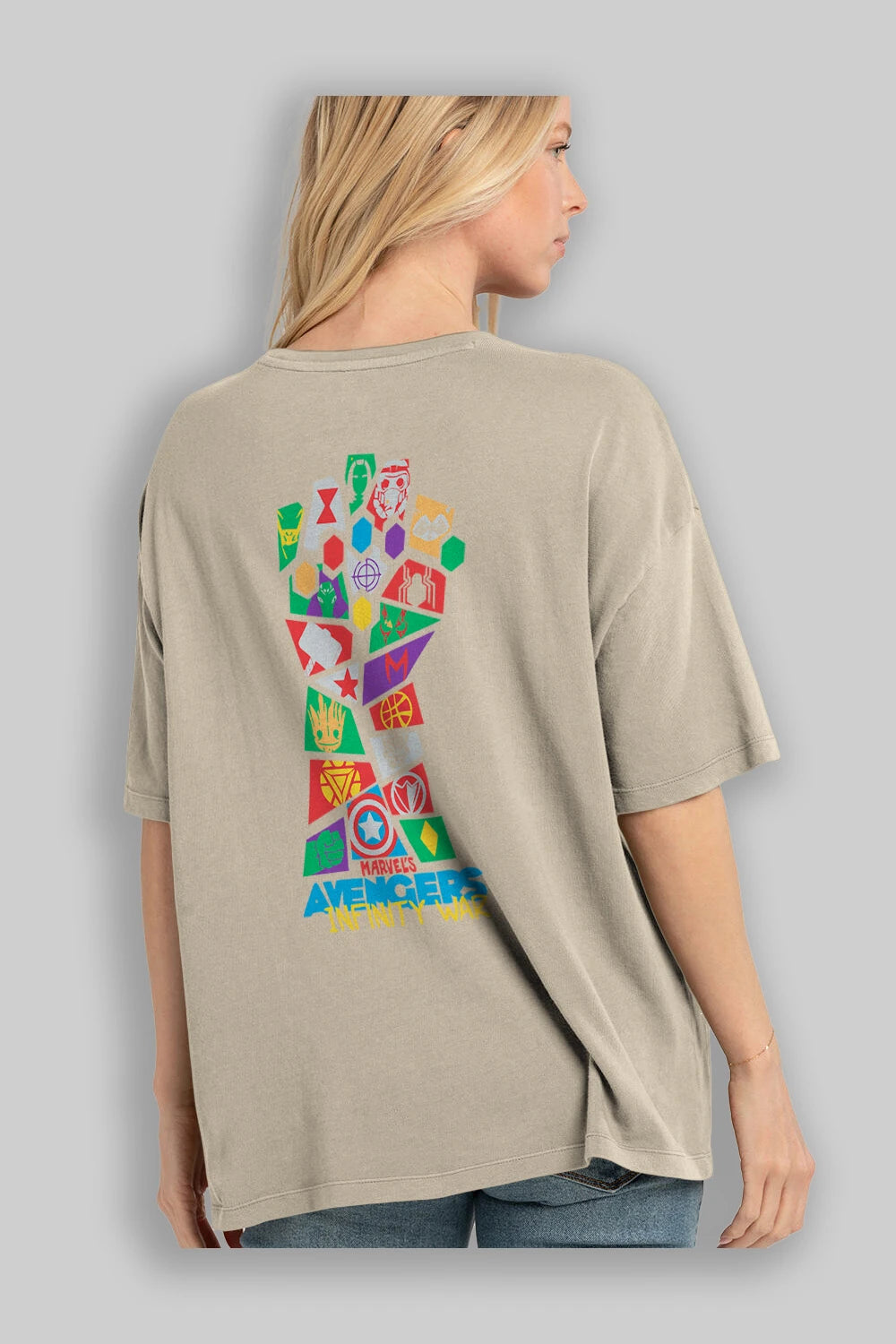 The Avengers Arka Baskılı Oversize t-shirt Erkek Kadın Unisex %100 Pamuk Bisiklet Yaka tişort