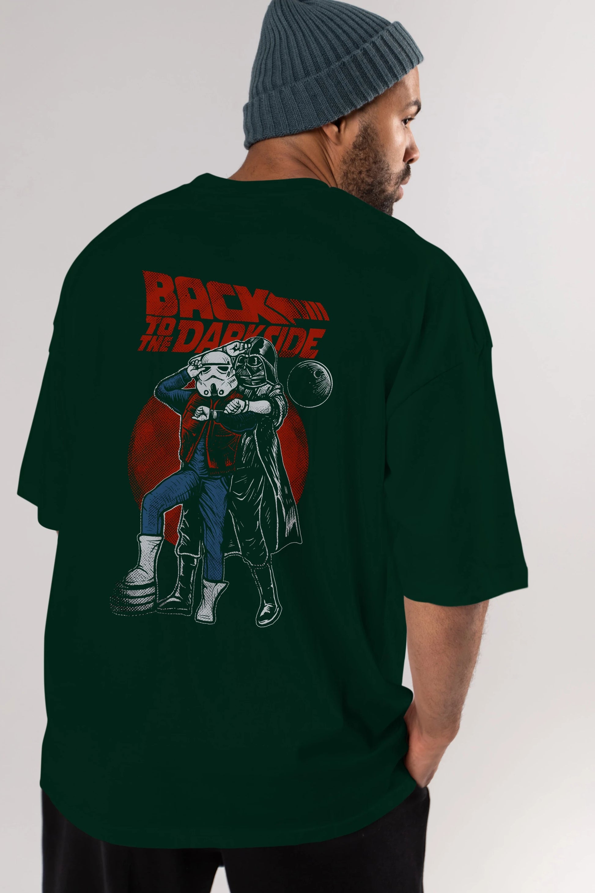 Back To The Darkside Arka Baskılı Oversize t-shirt Erkek Kadın Unisex %100 Pamuk