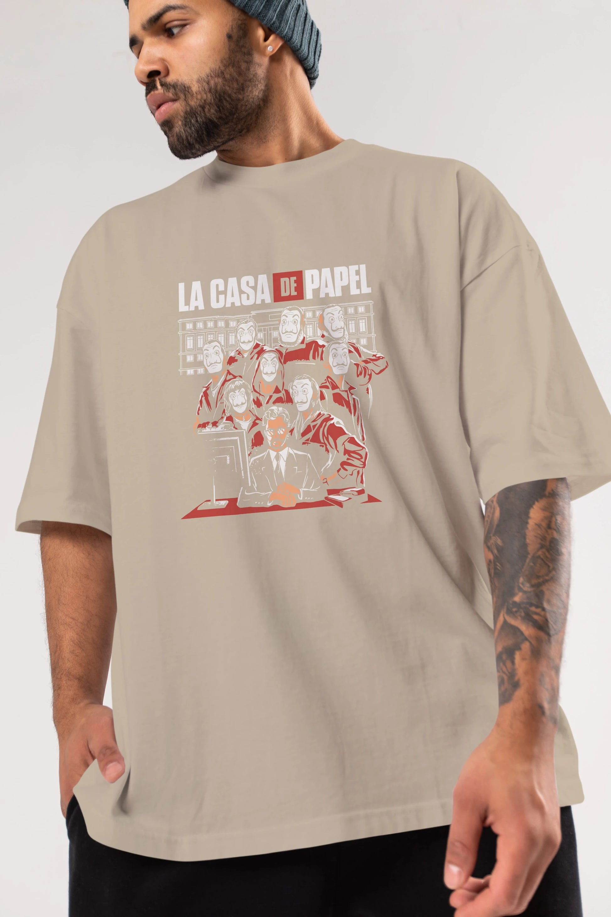 La Casa De Papel (5) Ön Baskılı Oversize t-shirt Erkek Kadın Unisex %100 Pamuk Bisiklet Yaka tişort