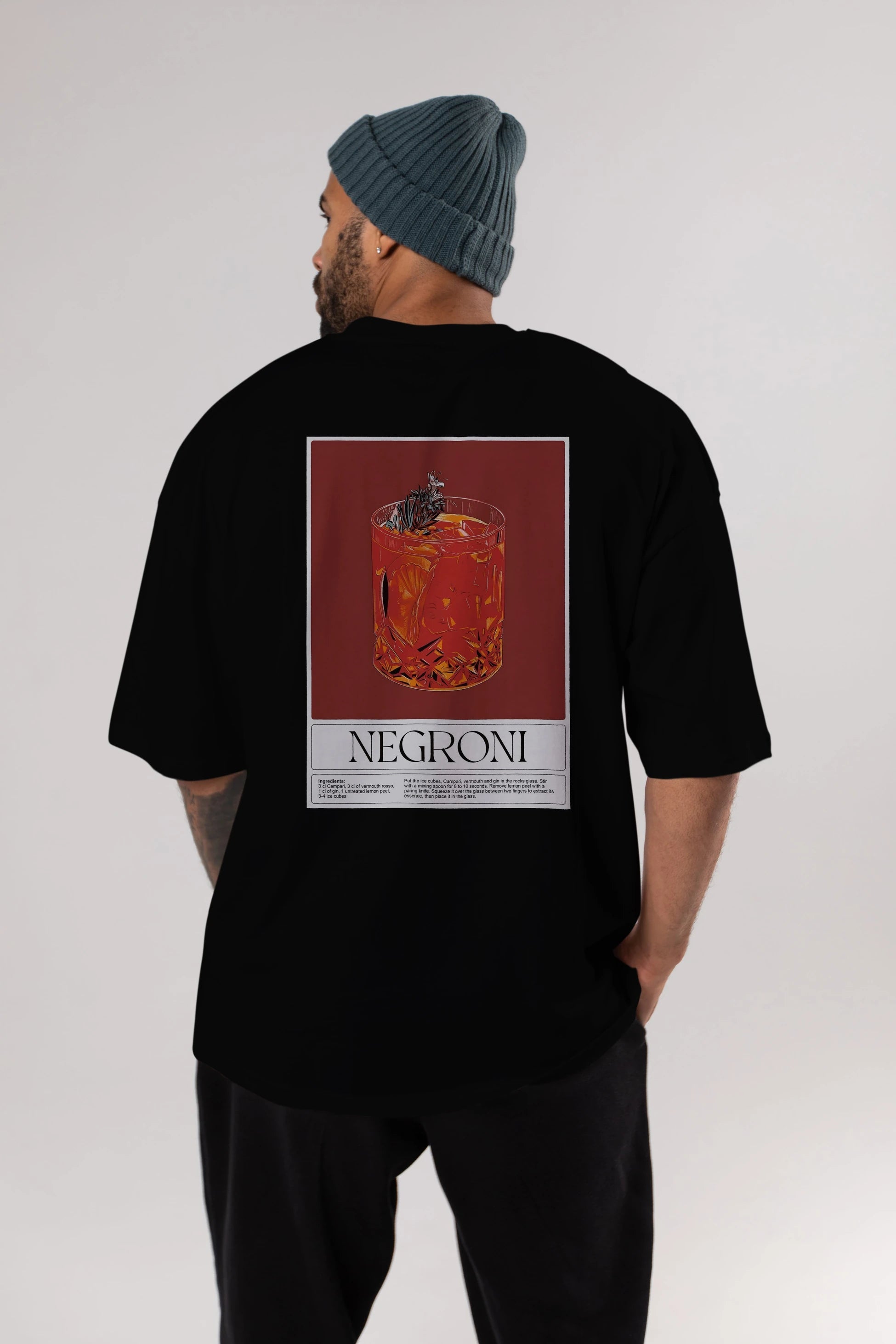 Negroni 2 Arka Baskılı Oversize t-shirt Erkek Kadın Unisex %100 Pamuk Bisiklet Yaka tişort