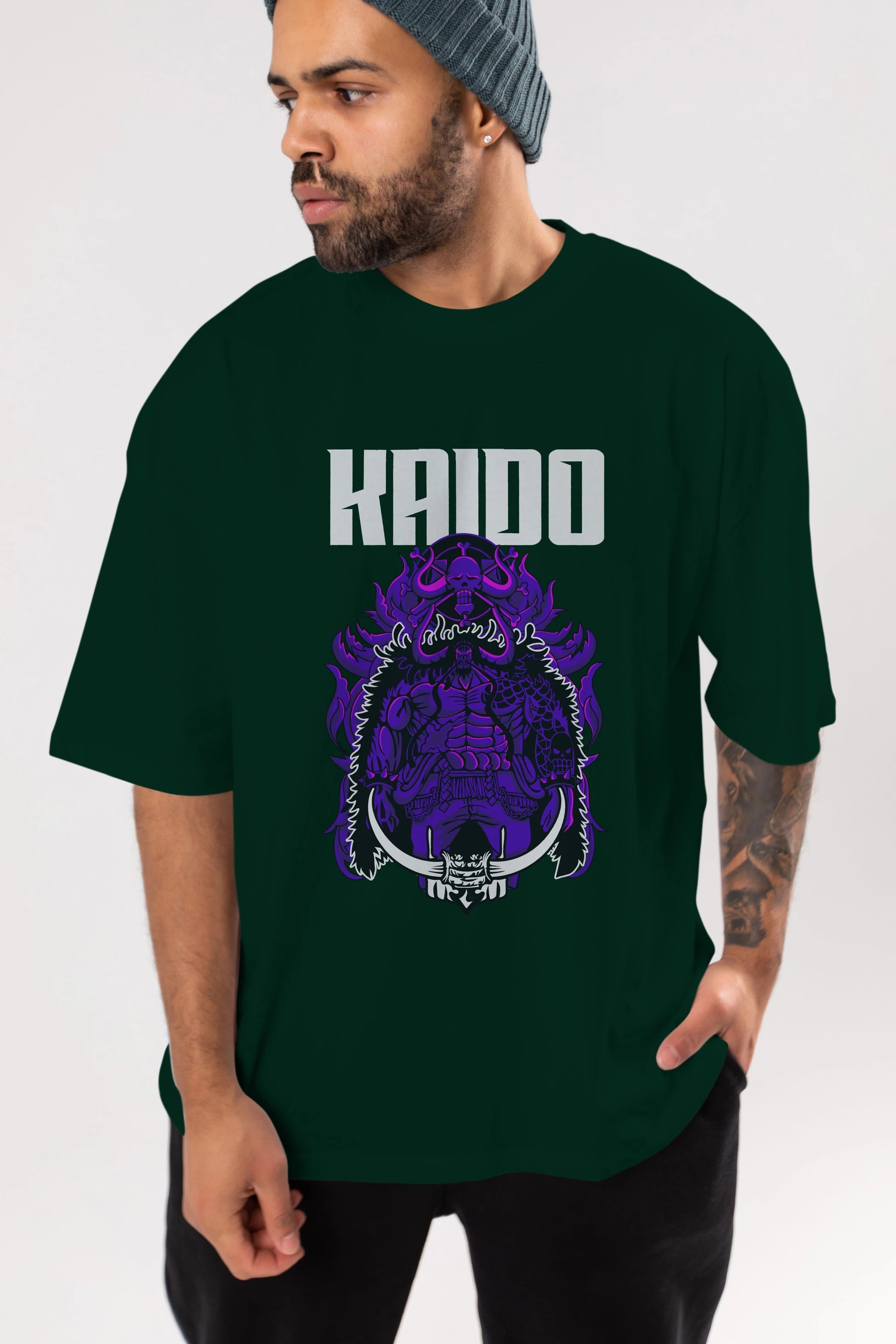 Kaido Anime Ön Baskılı Oversize t-shirt Erkek Kadın Unisex