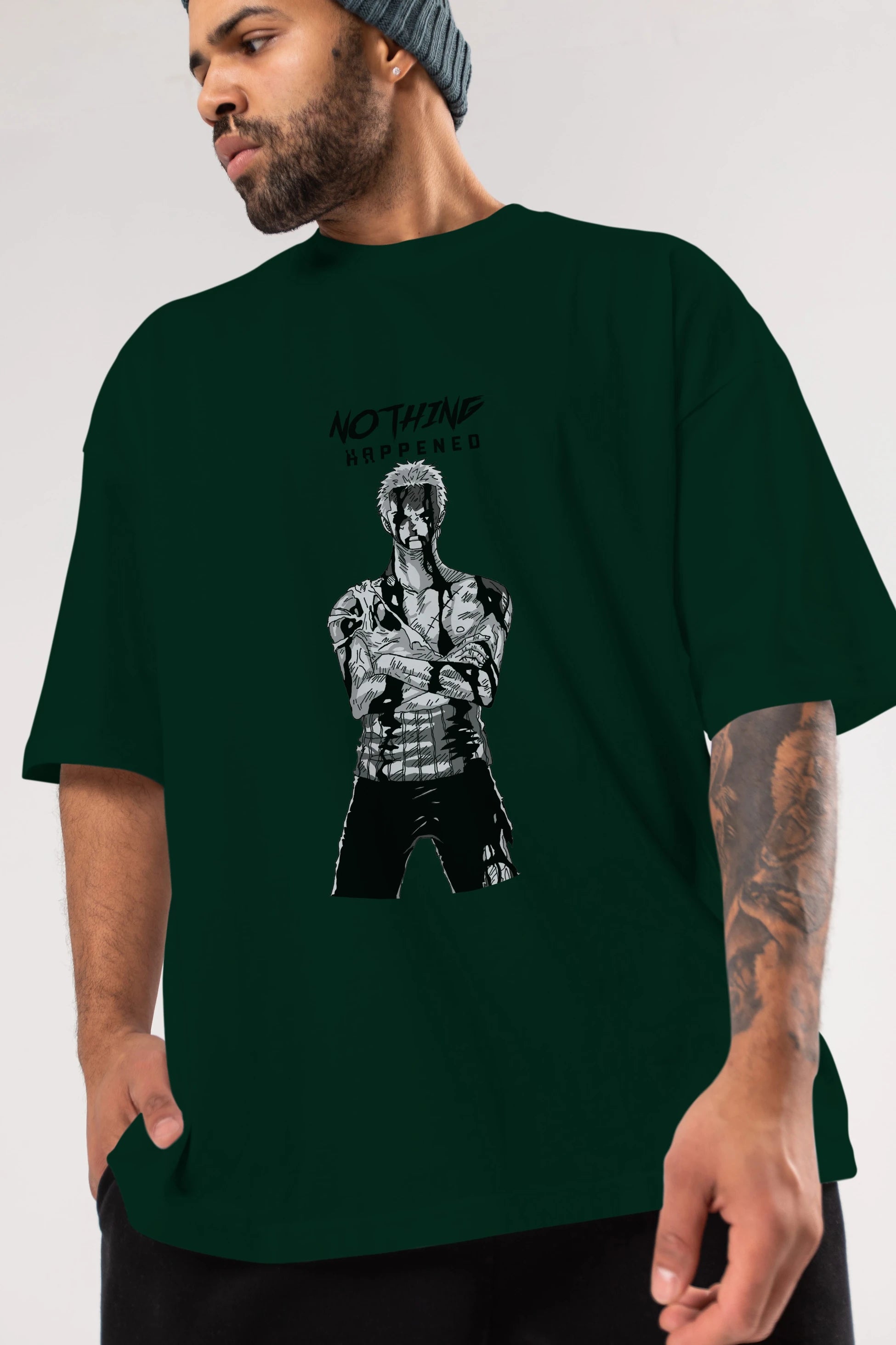 Roronoa Zoro 3 Anime Ön Baskılı Oversize t-shirt Erkek Kadın Unisex