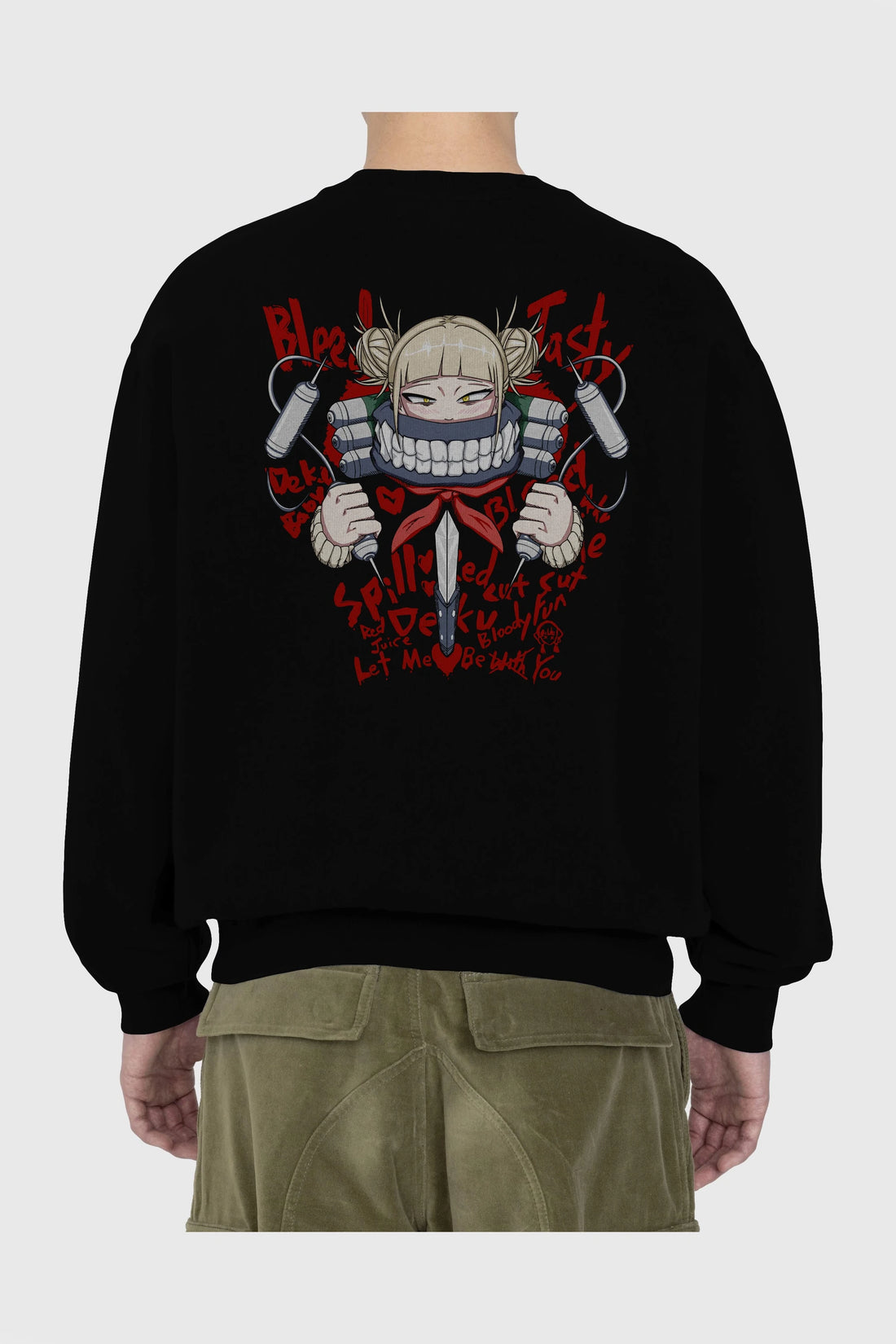 Himiko Toga 1 Anime Arka Baskılı Oversize Sweatshirt Erkek Kadın Unisex
