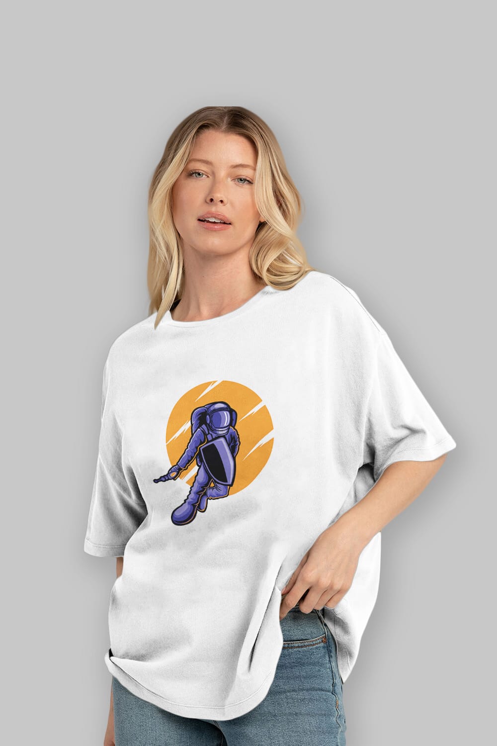 Astro Wars Sticker Ön Baskılı Oversize t-shirt Erkek Kadın Unisex