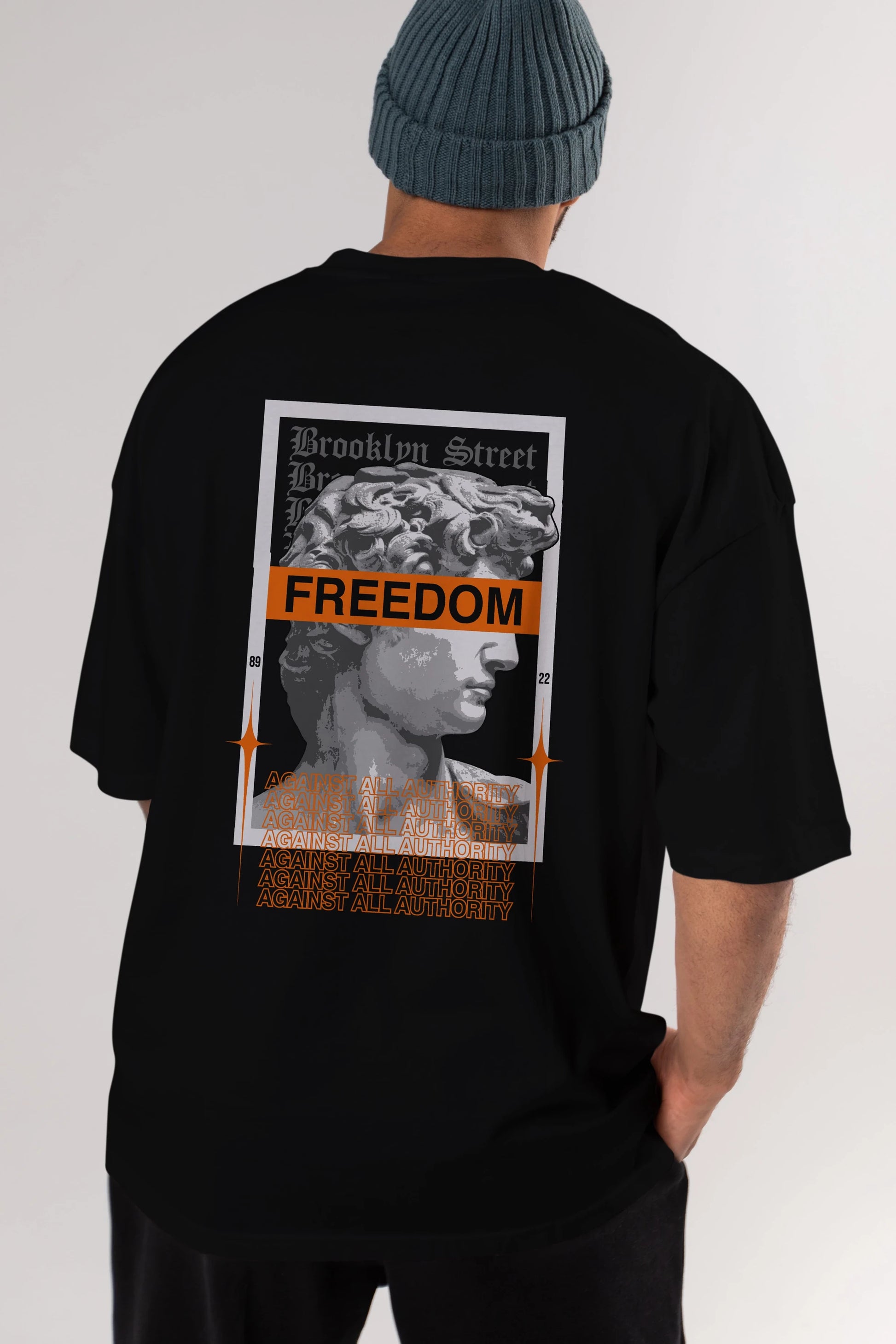 Brooklyn Street Arka Baskılı Oversize t-shirt Erkek Kadın Unisex
