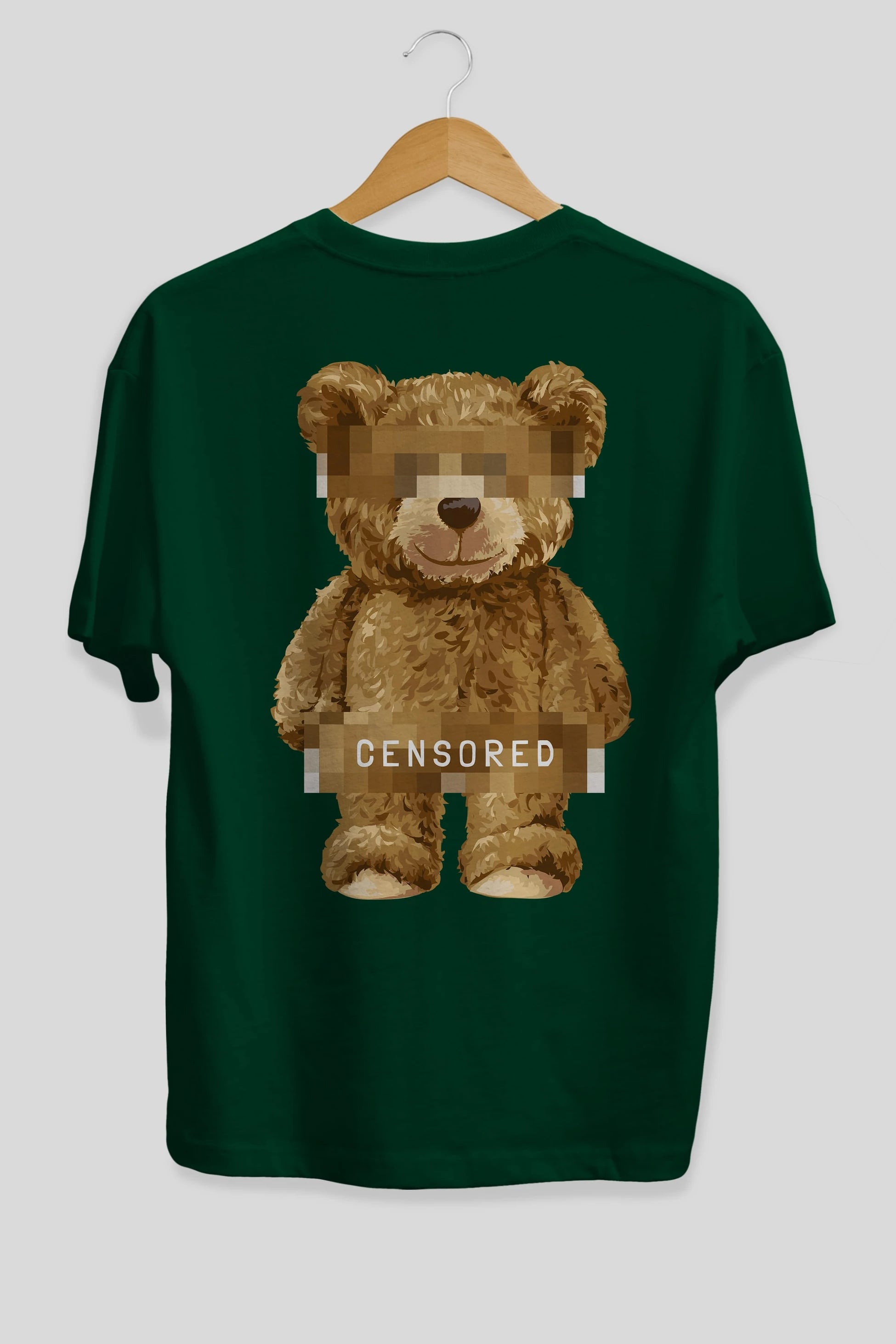 Teddy Bear Censored Arka Baskılı Oversize t-shirt Erkek Kadın Unisex %100 Pamuk