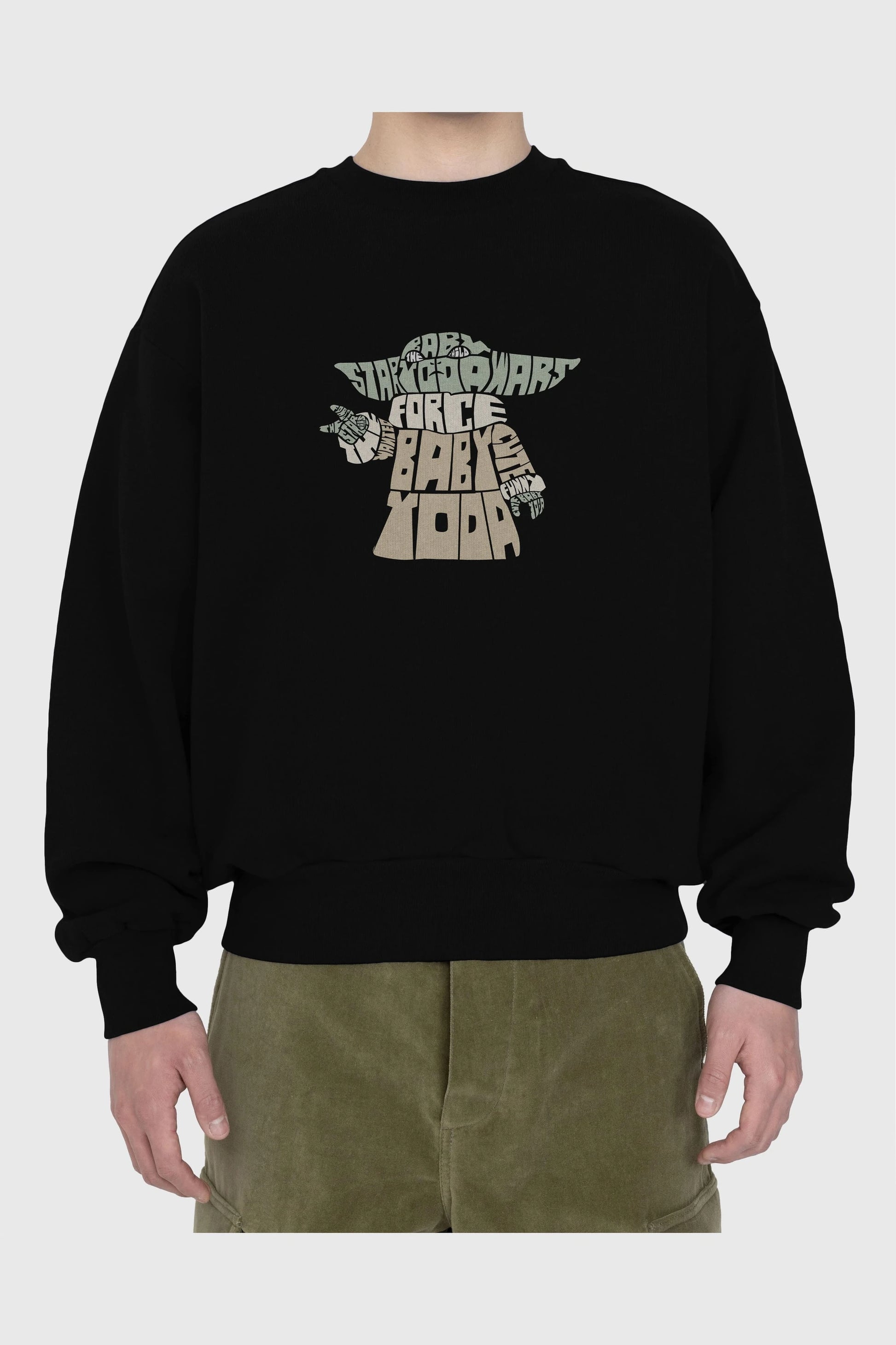 Baby Yoda Ön Baskılı Oversize Sweatshirt Erkek Kadın Unisex