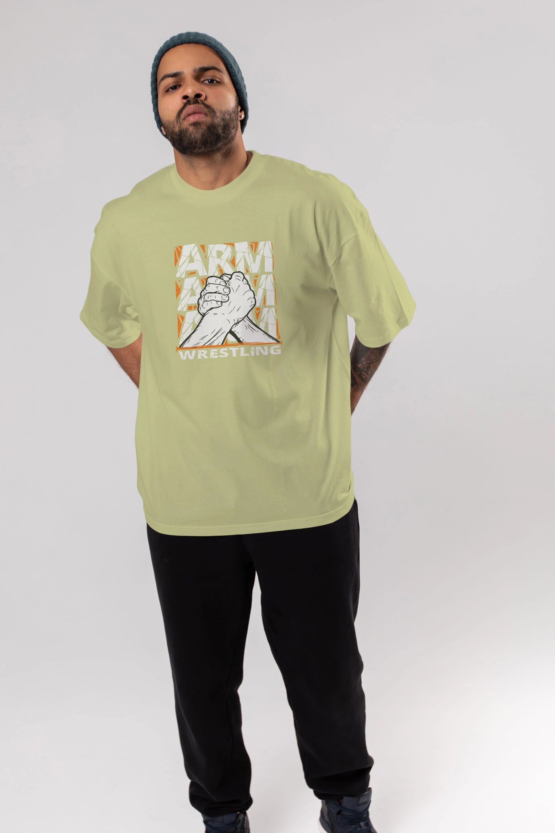 Arm Wrestling Ön Baskılı Oversize t-shirt Erkek Kadın Unisex