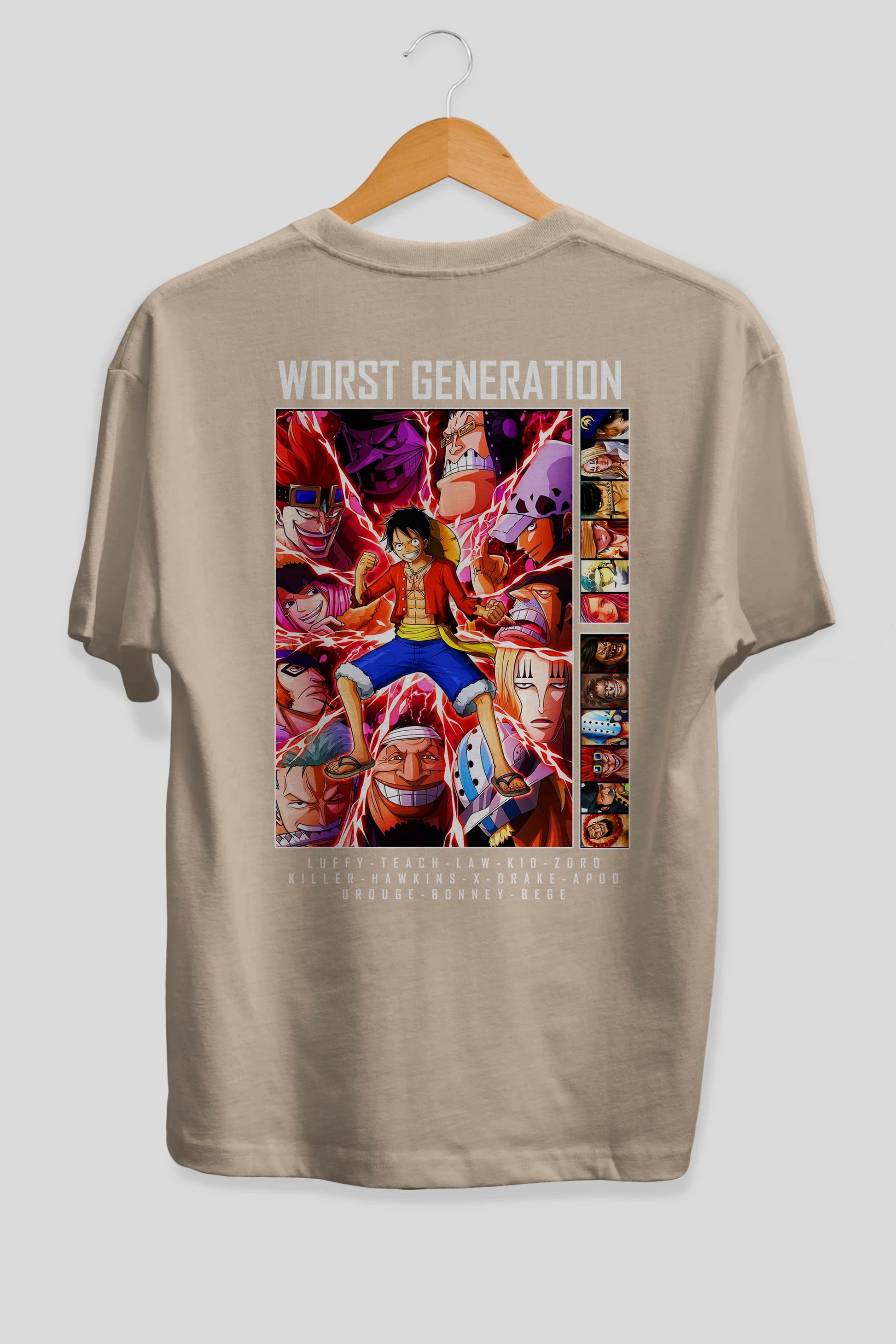 Worst Generation Anime Arka Baskılı Oversize t-shirt Erkek Kadın Unisex %100 pamuk tişort