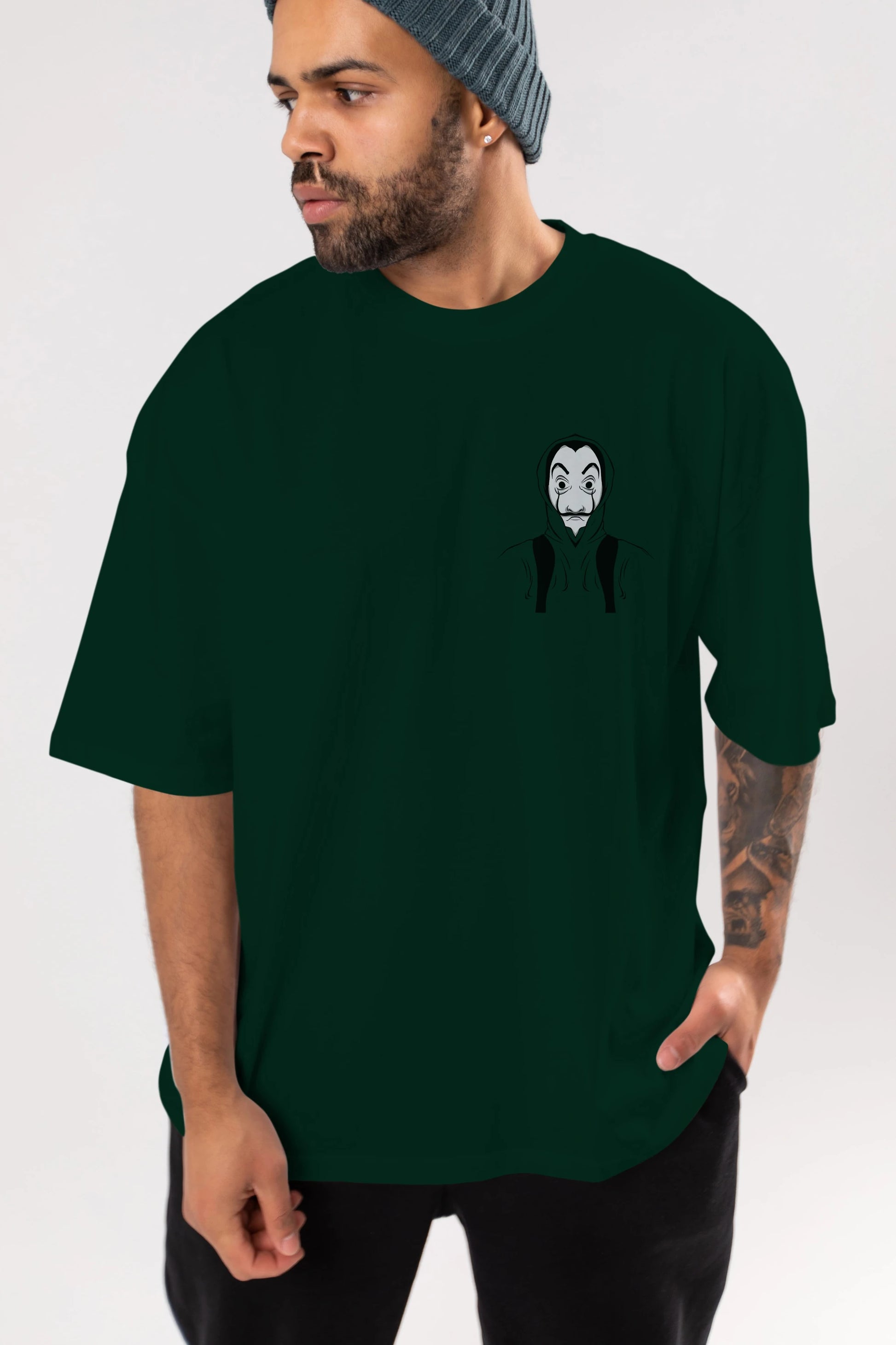 La Casa De Papel (7) Ön Sol Baskılı Oversize t-shirt Erkek Kadın Unisex %100 Pamuk Bisiklet Yaka tişort
