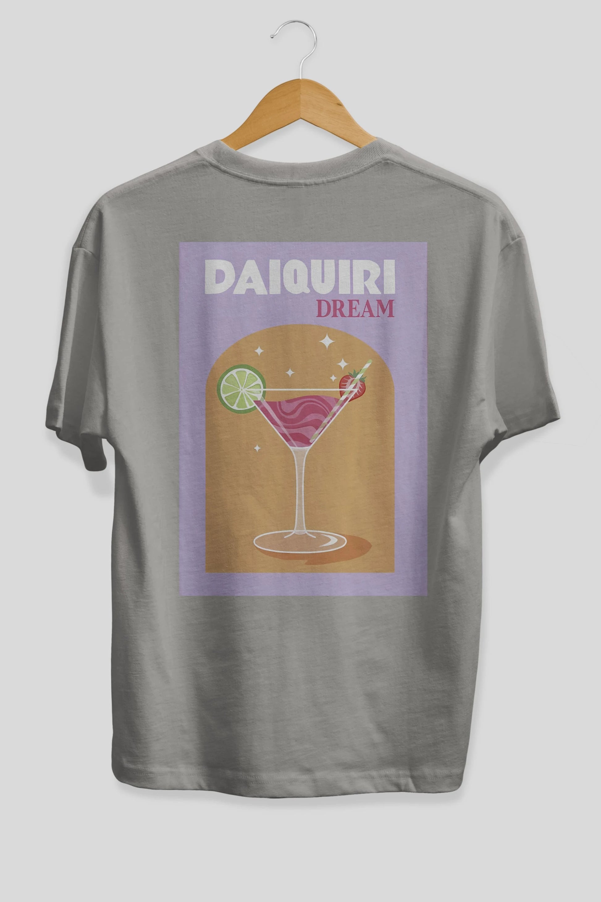 Daiquiri Dream Arka Baskılı Oversize t-shirt Erkek Kadın Unisex %100 Pamuk Bisiklet Yaka tişort