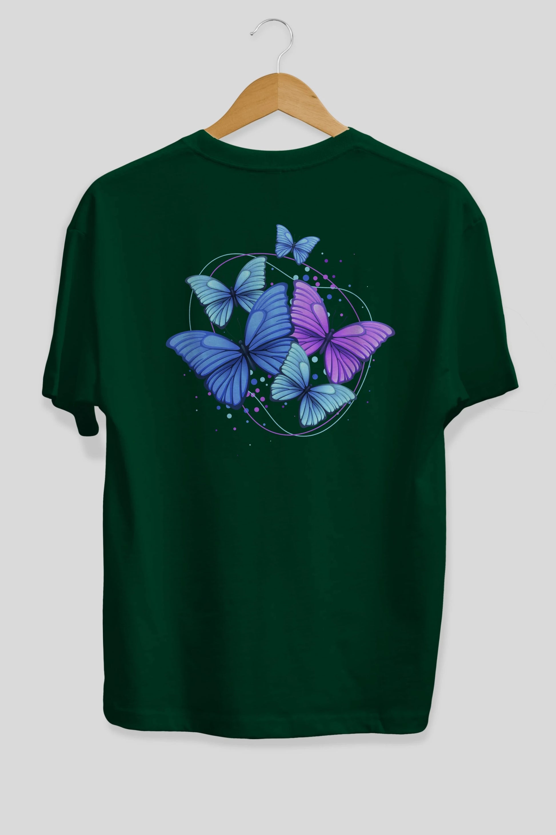 Kelebek Arka Baskılı Oversize t-shirt Erkek Kadın Unisex