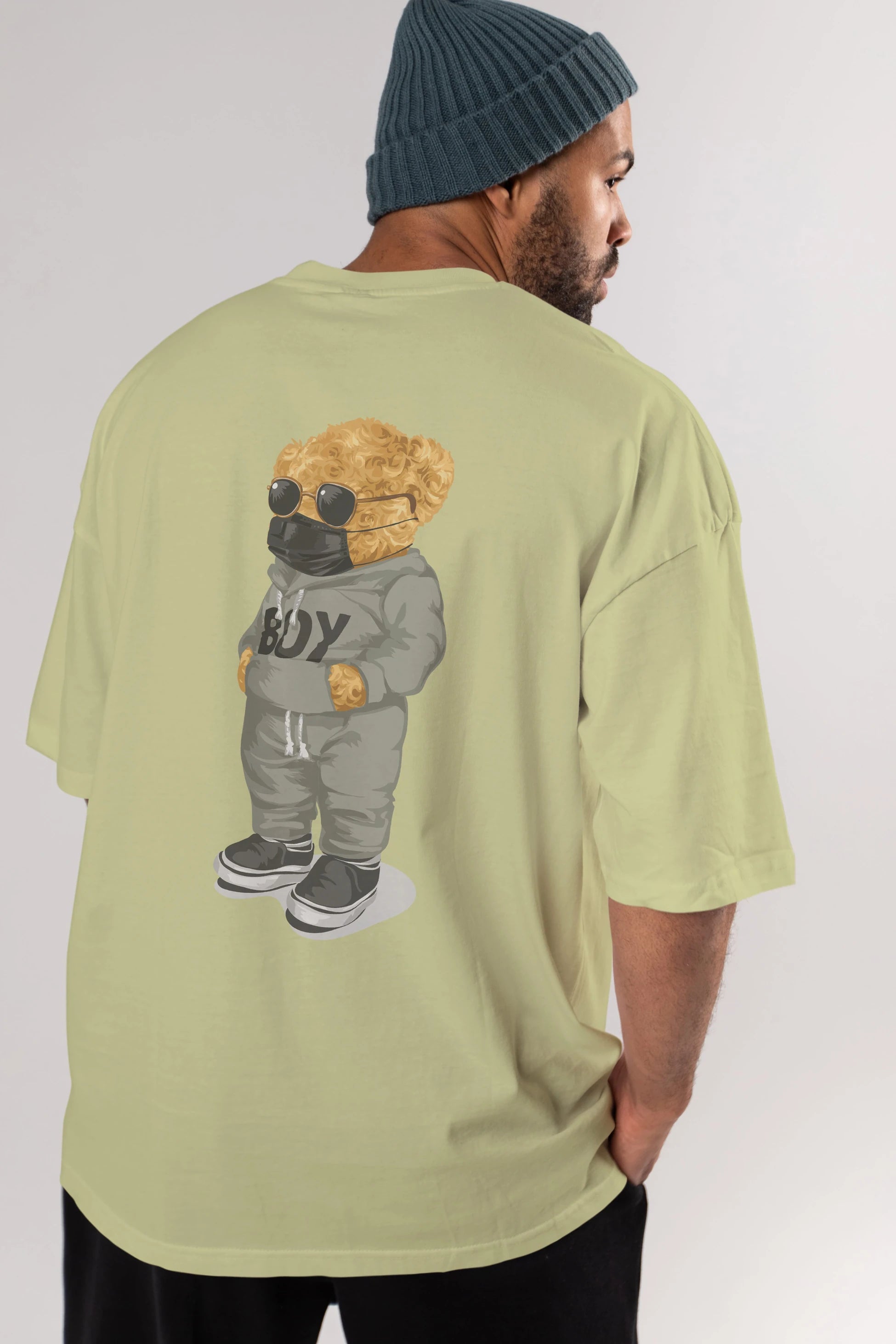 Teddy Bear Boy Arka Baskılı Oversize t-shirt Erkek Kadın Unisex %100 Pamuk