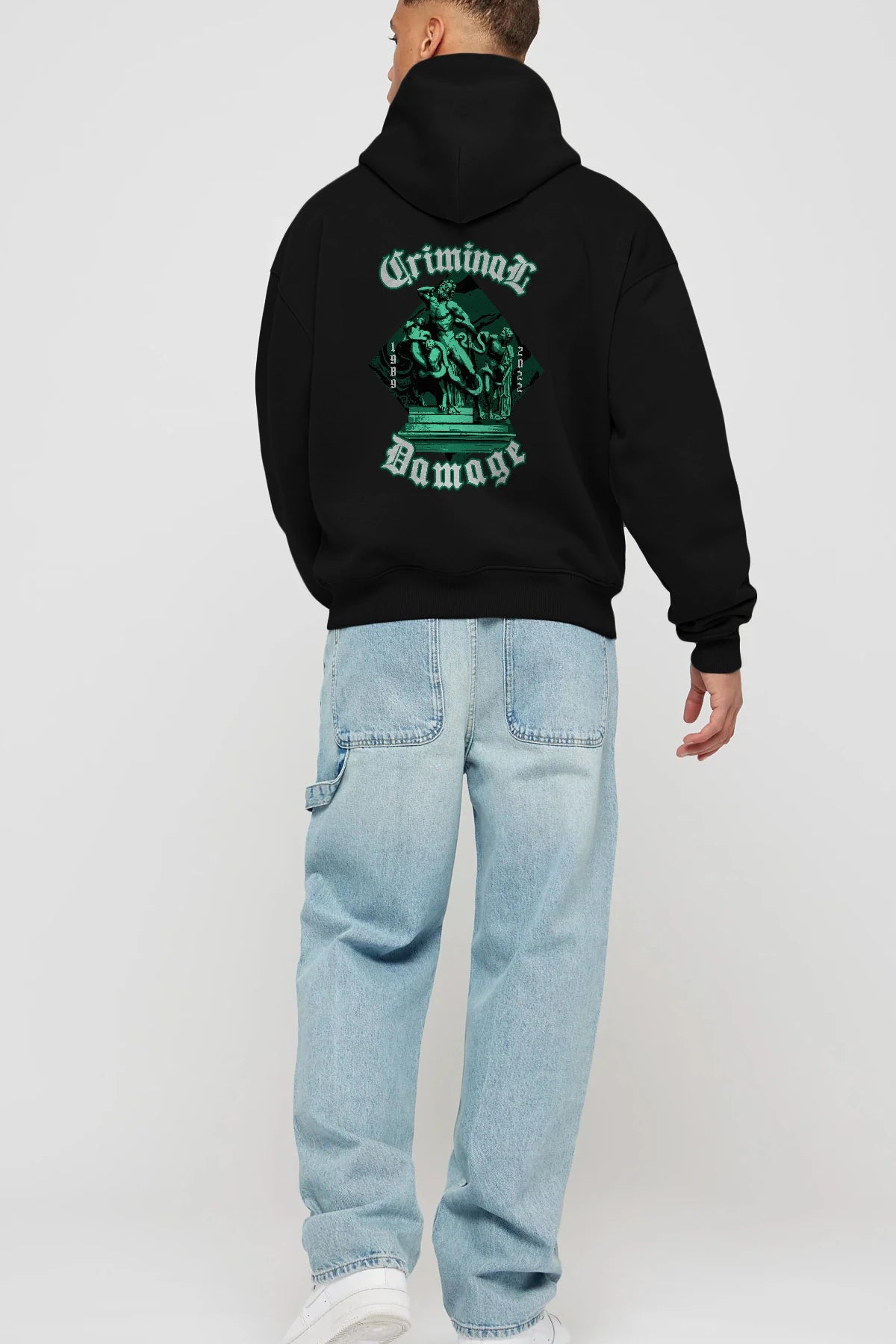 Criminal Damage Arka Baskılı Hoodie Oversize Kapüşonlu Sweatshirt Erkek Kadın Unisex