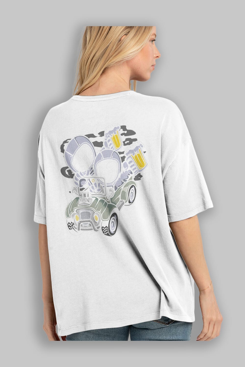 Astronaut Offroad Arka Baskılı Oversize t-shirt Erkek Kadın Unisex