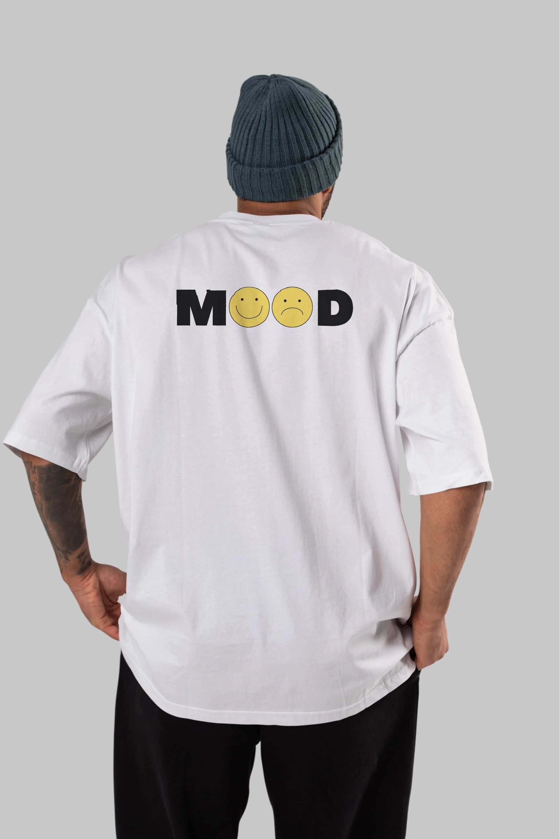 Mood Arka Baskılı Oversize t-shirt Erkek Kadın Unisex