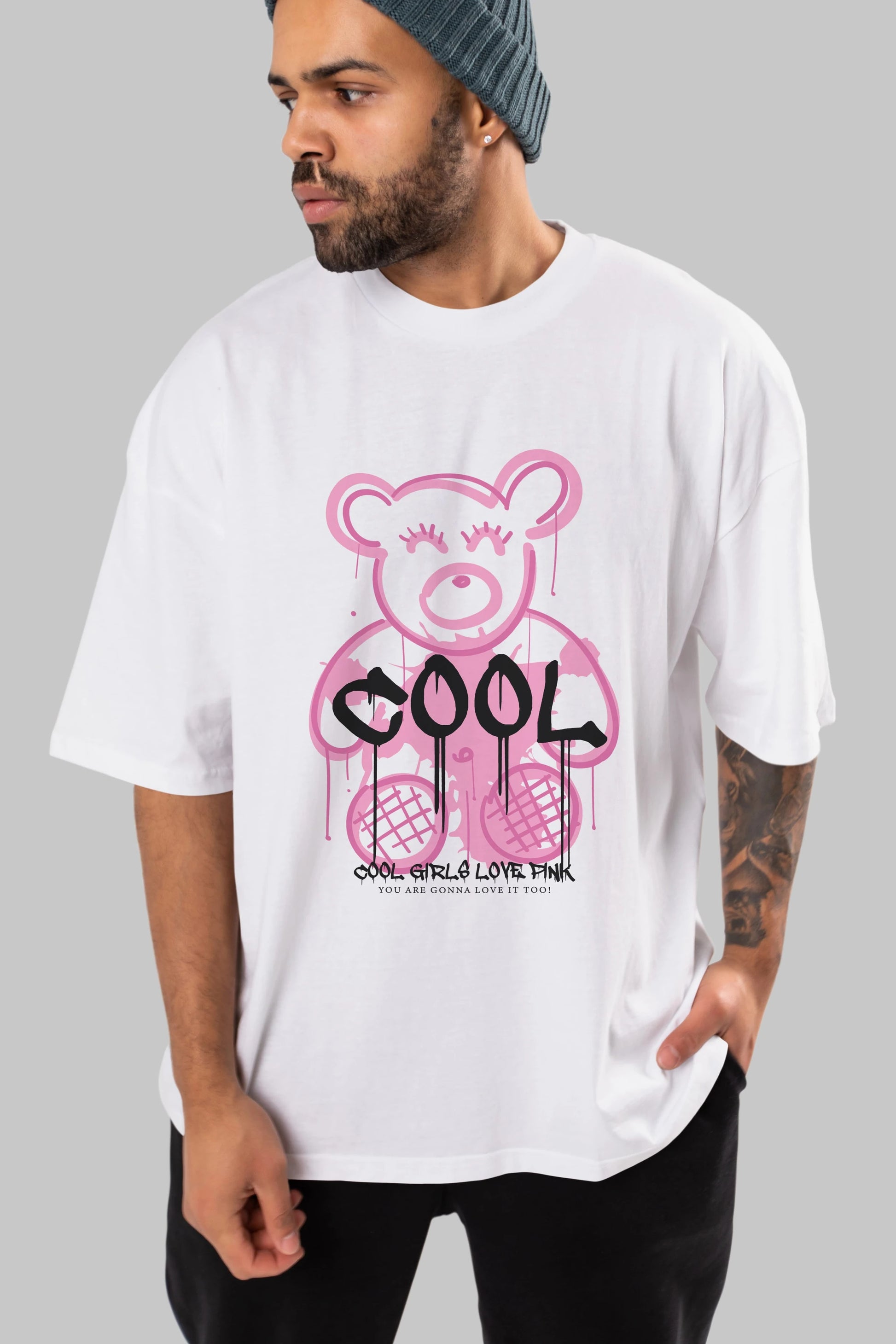 Cool Bear Ön Baskılı Oversize t-shirt Erkek Kadın Unisex
