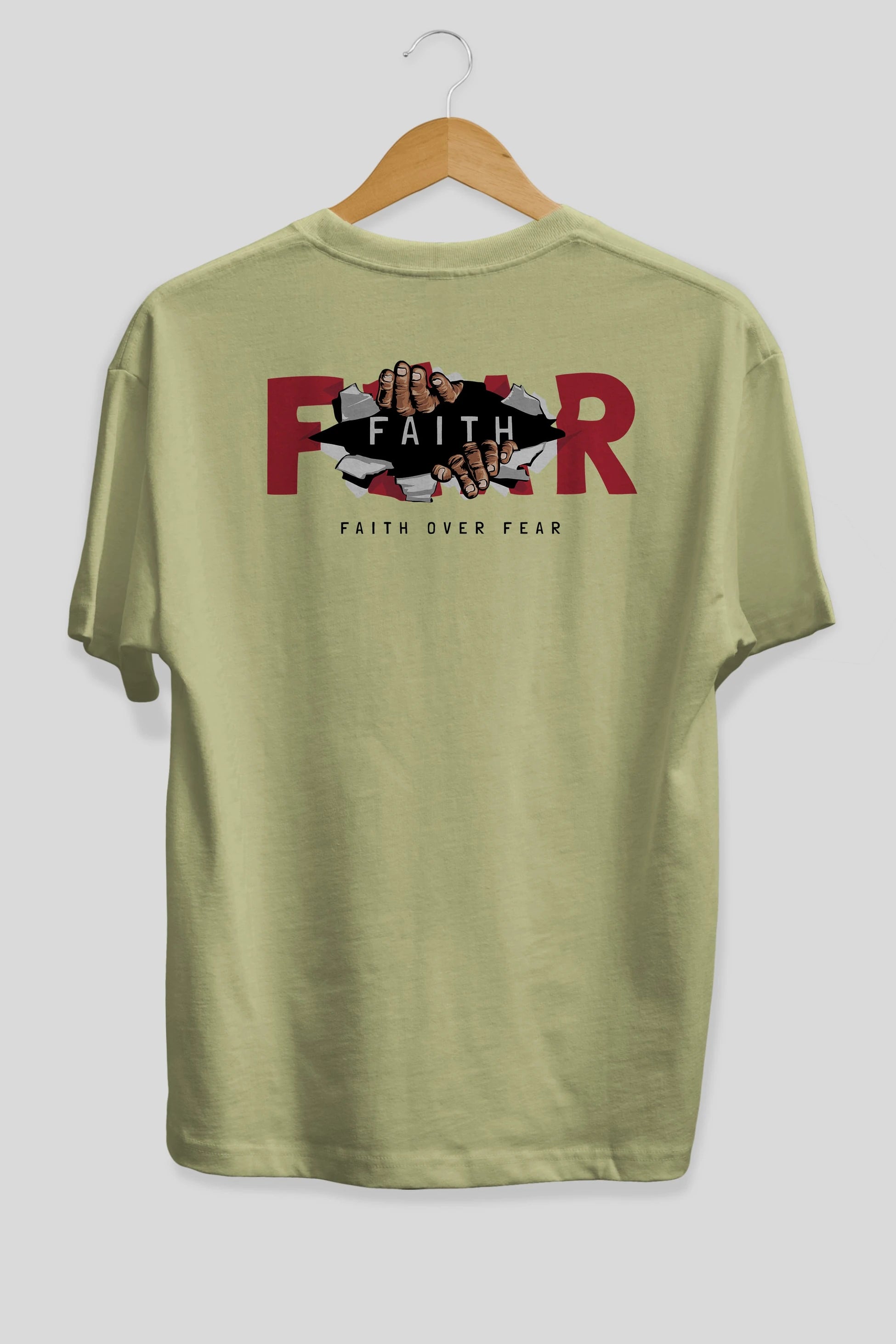 Faith Over Fear Arka Baskılı Oversize t-shirt Erkek Kadın Unisex
